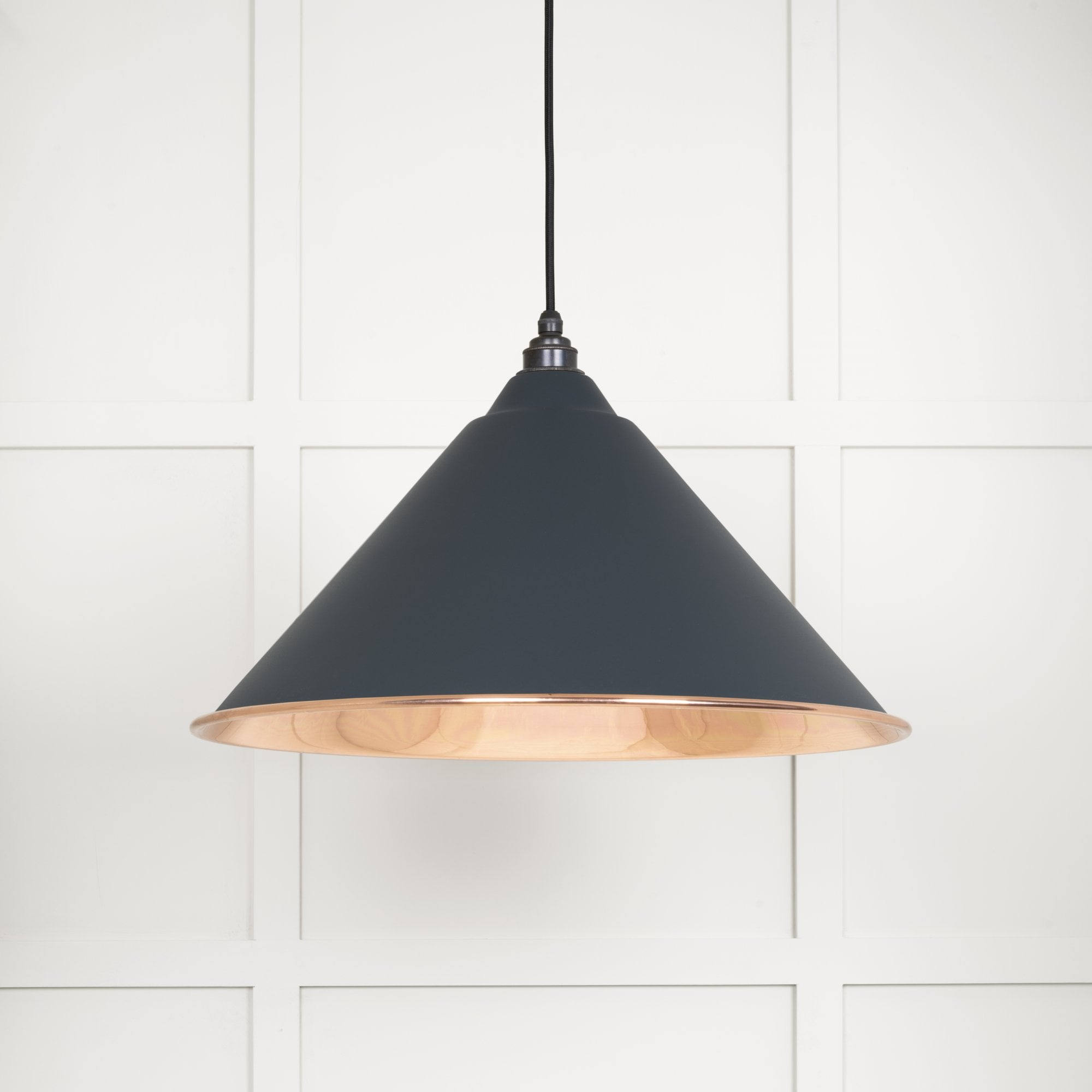 From The Anvil Smooth Copper Hockley Pendant - Soot (Dark Grey)