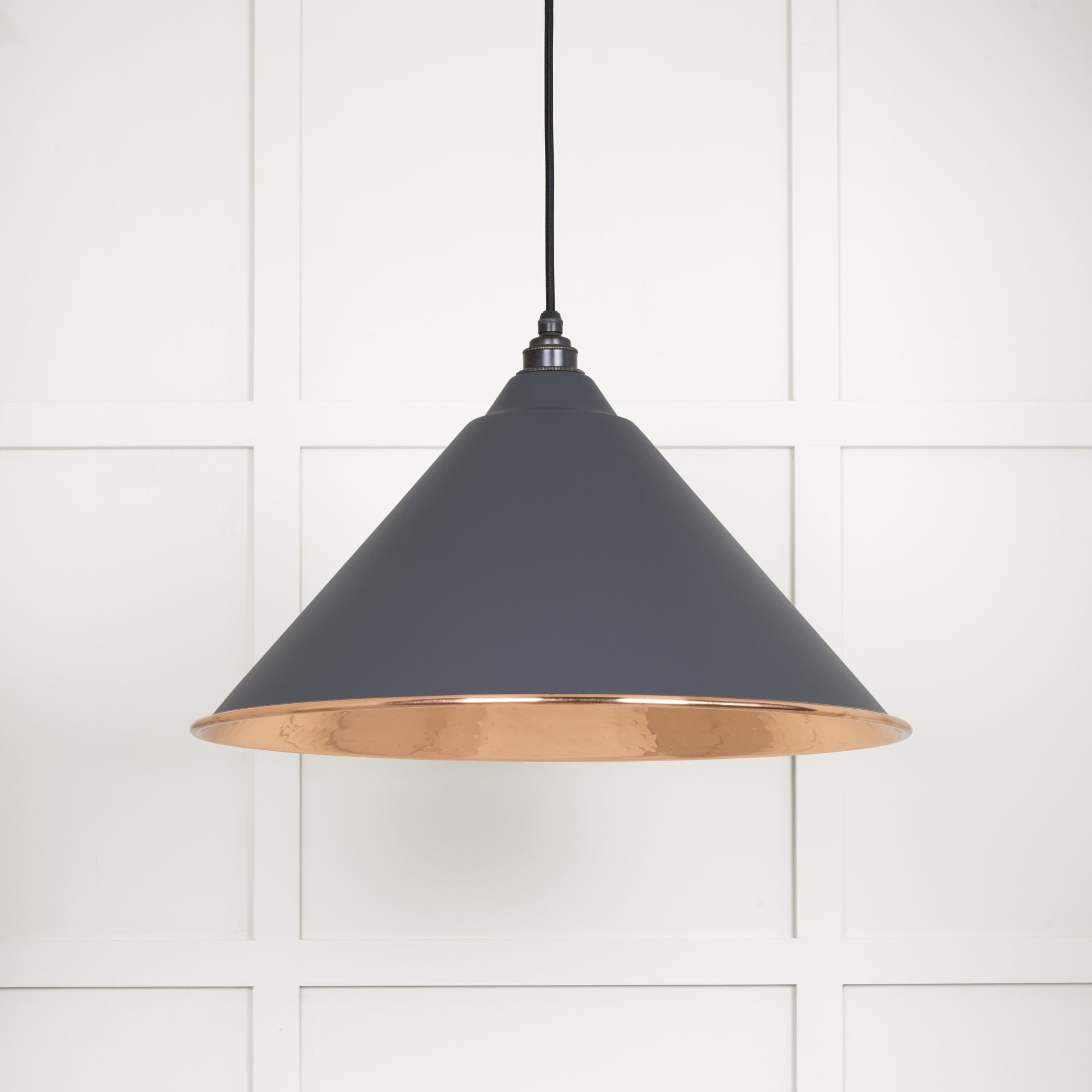 From The Anvil Hammered Copper Hockley Pendant - Slate (Mid Grey)