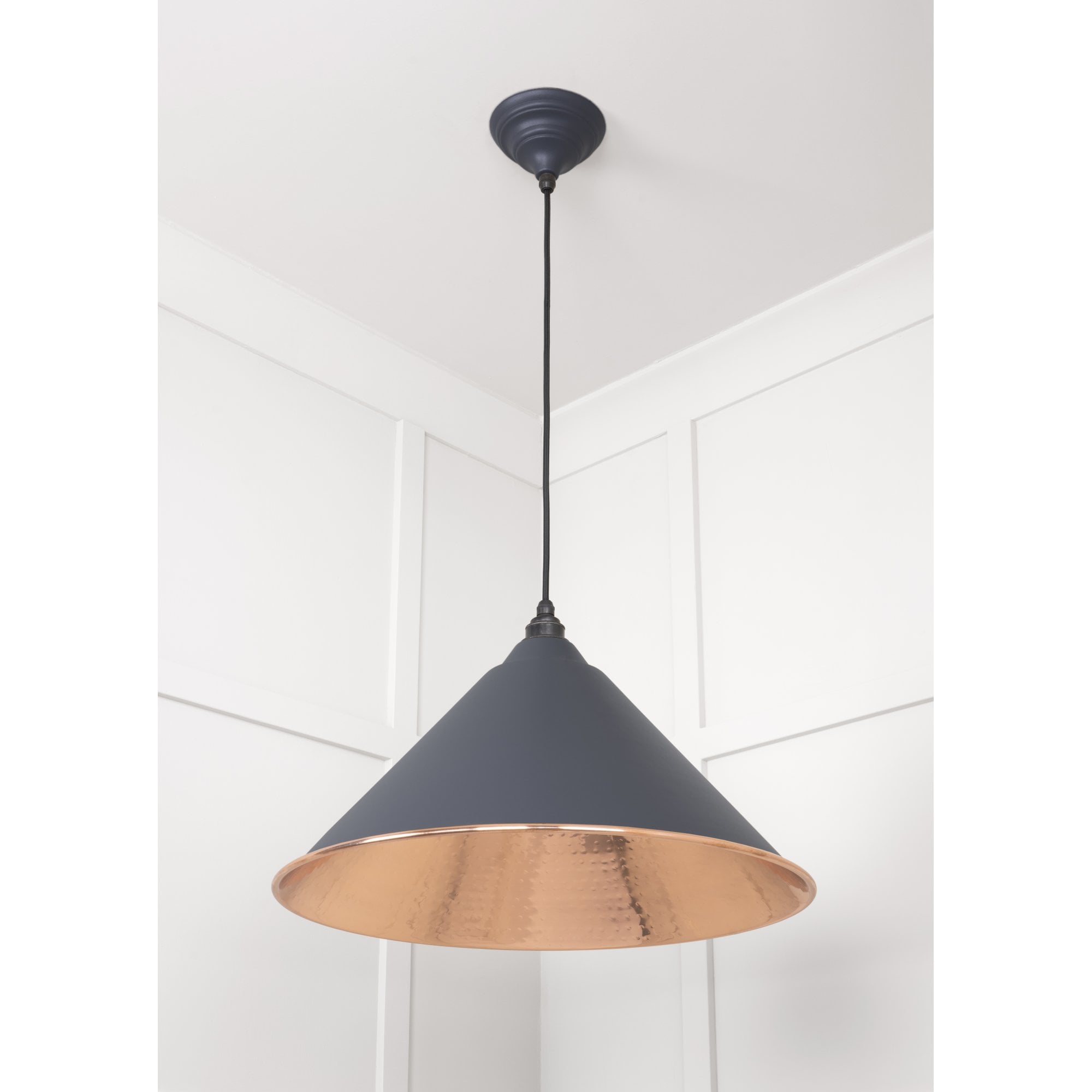 From The Anvil Hammered Copper Hockley Pendant - Slate (Mid Grey)