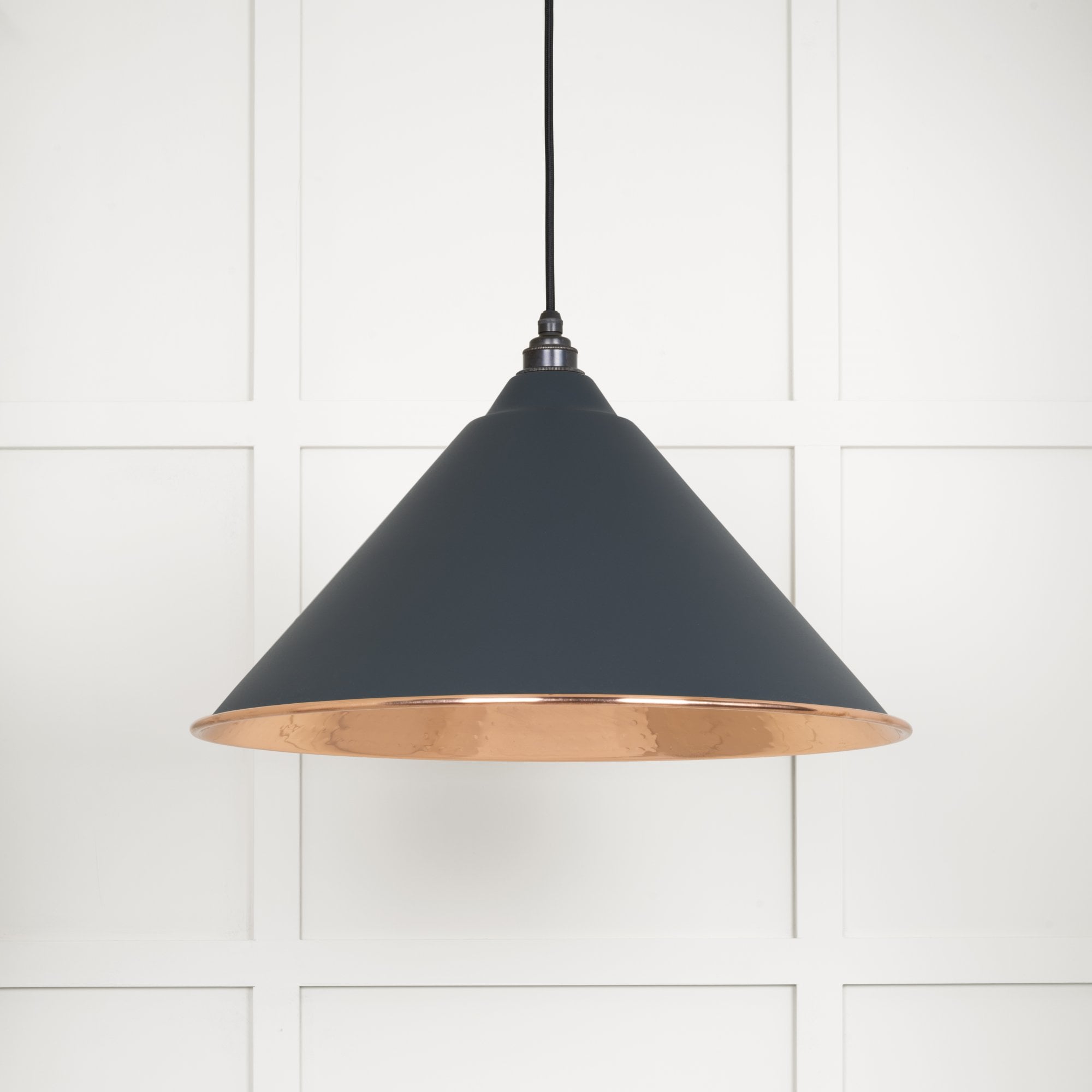 From The Anvil Hammered Copper Hockley Pendant - Soot (Dark Grey)