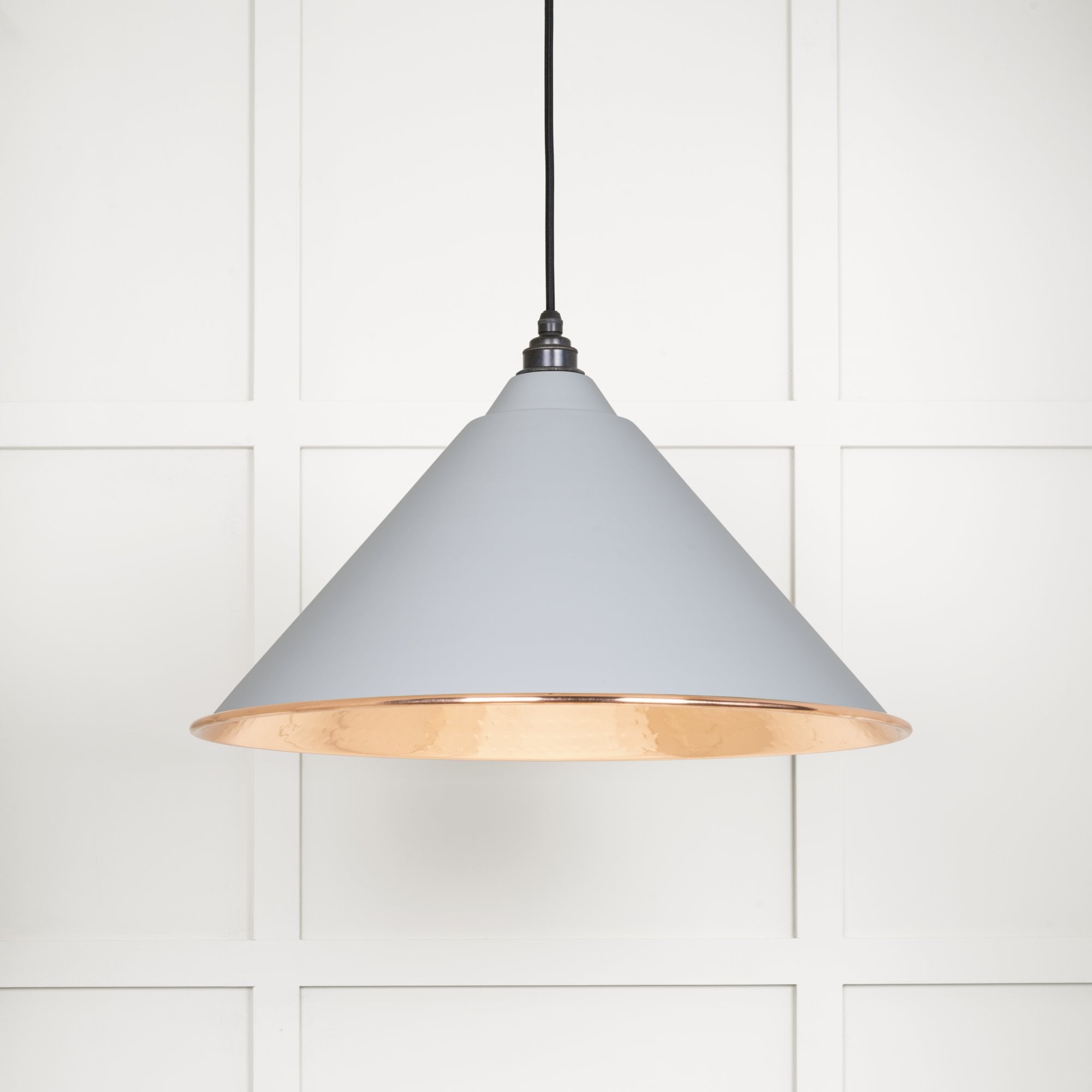 From The Anvil Hammered Copper Hockley Pendant - Birch (Pale Grey)