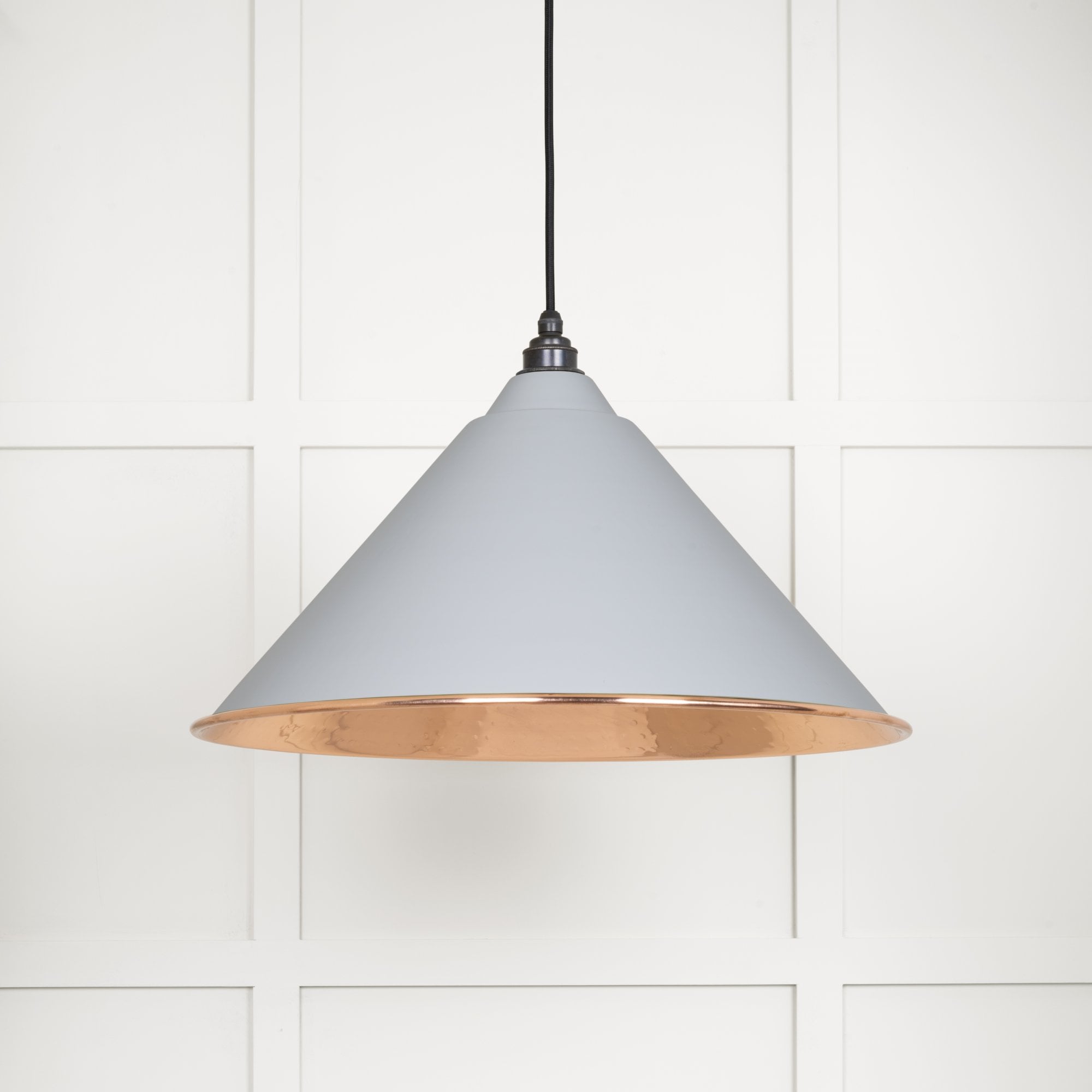 From The Anvil Hammered Copper Hockley Pendant - Birch (Pale Grey)