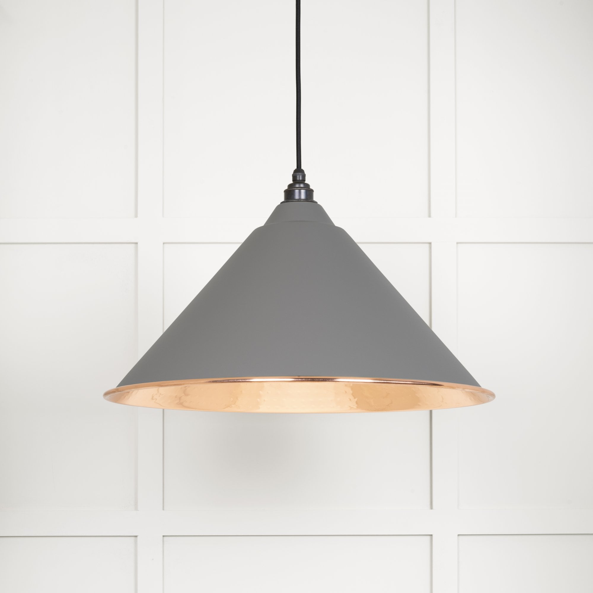 From The Anvil Hammered Copper Hockley Pendant - Bluff (Warm Grey)