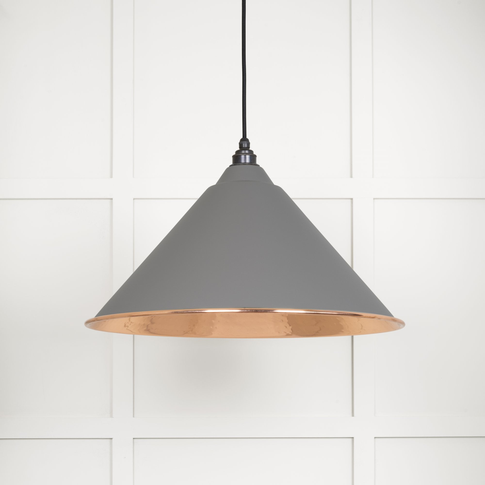 From The Anvil Hammered Copper Hockley Pendant - Bluff (Warm Grey)