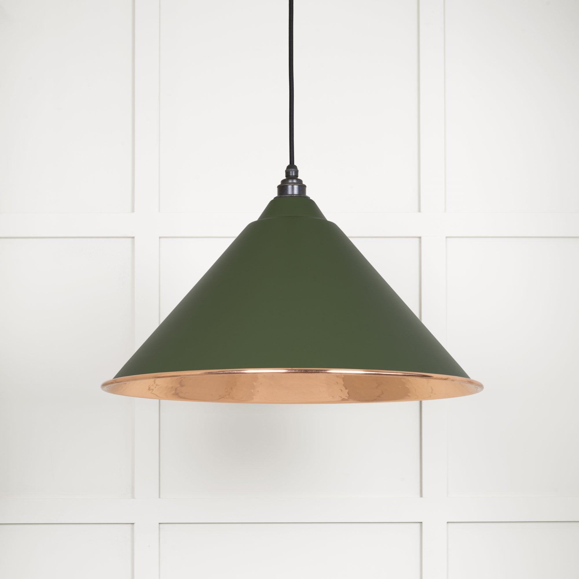 From The Anvil Hammered Copper Hockley Pendant - Heath (Earthy Green)