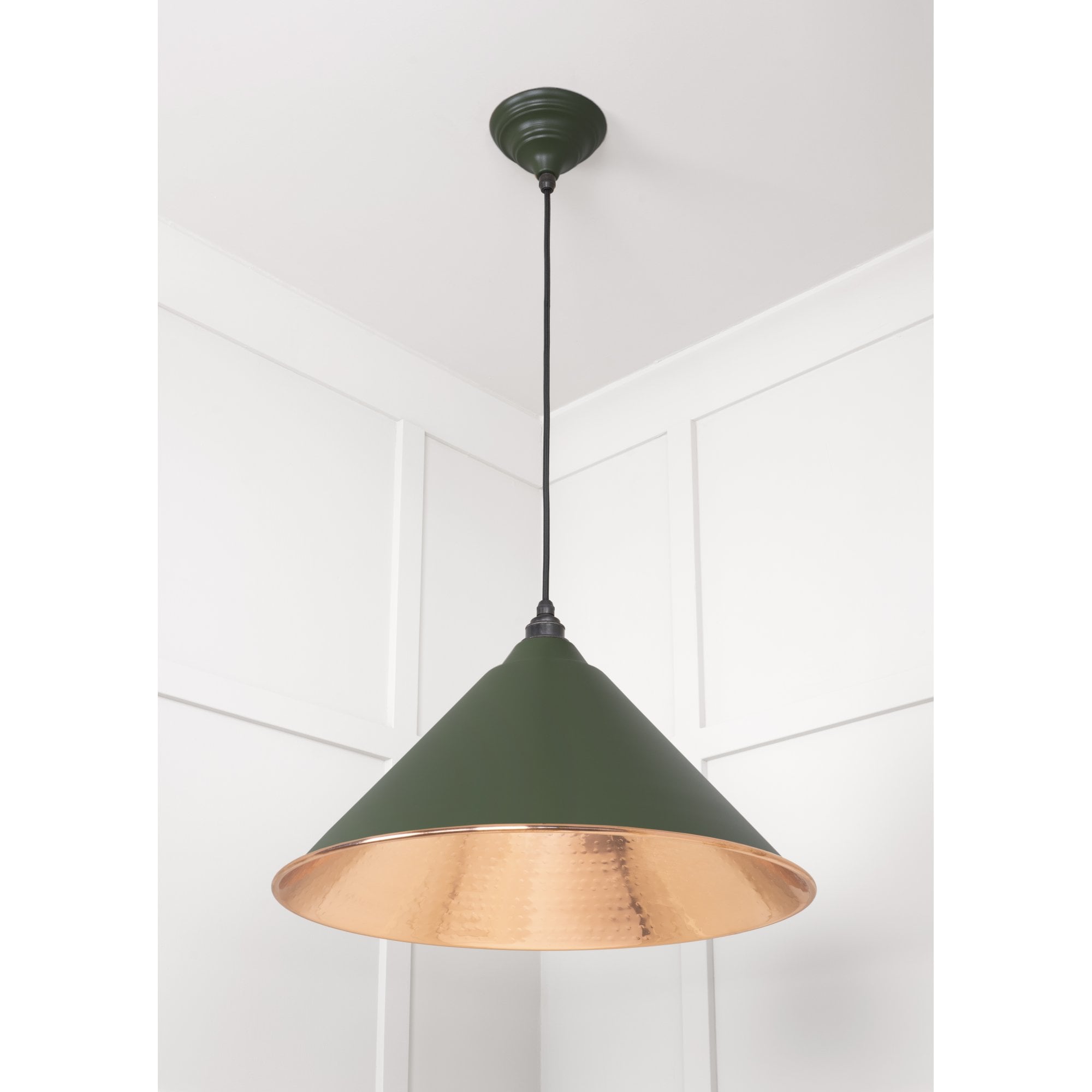 From The Anvil Hammered Copper Hockley Pendant - Heath (Earthy Green)