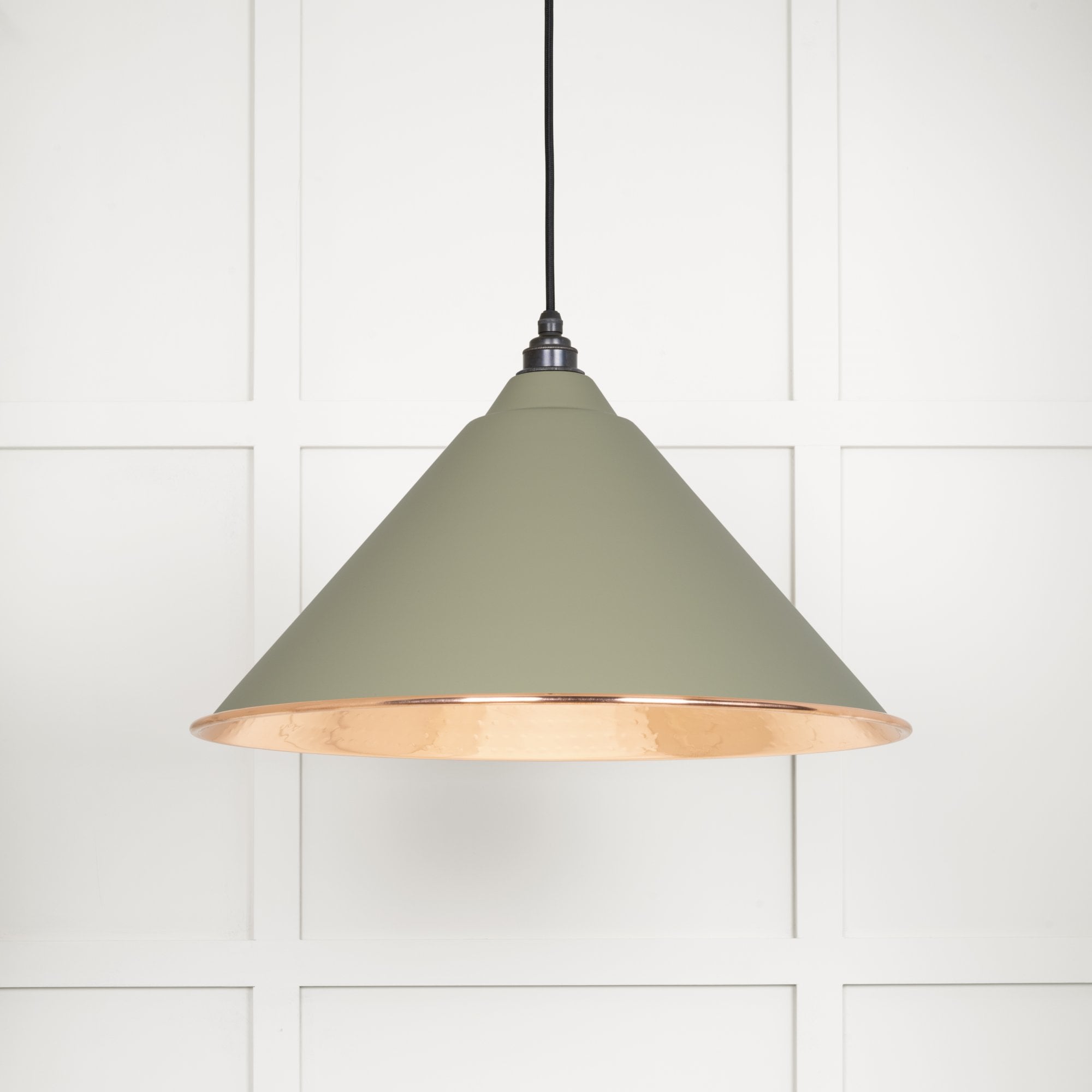 From The Anvil Hammered Copper Hockley Pendant - Tump (Pale Green)