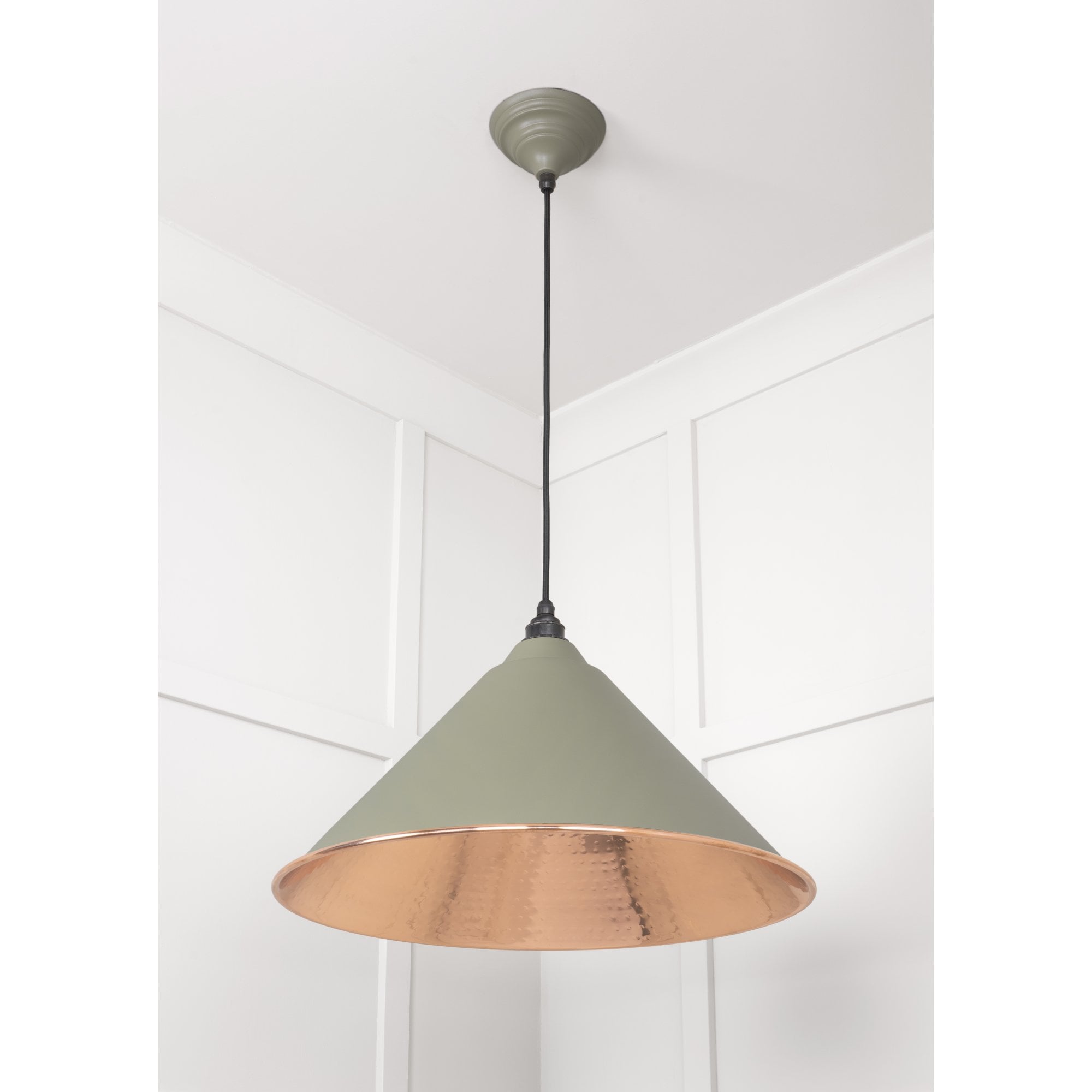 From The Anvil Hammered Copper Hockley Pendant - Tump (Pale Green)