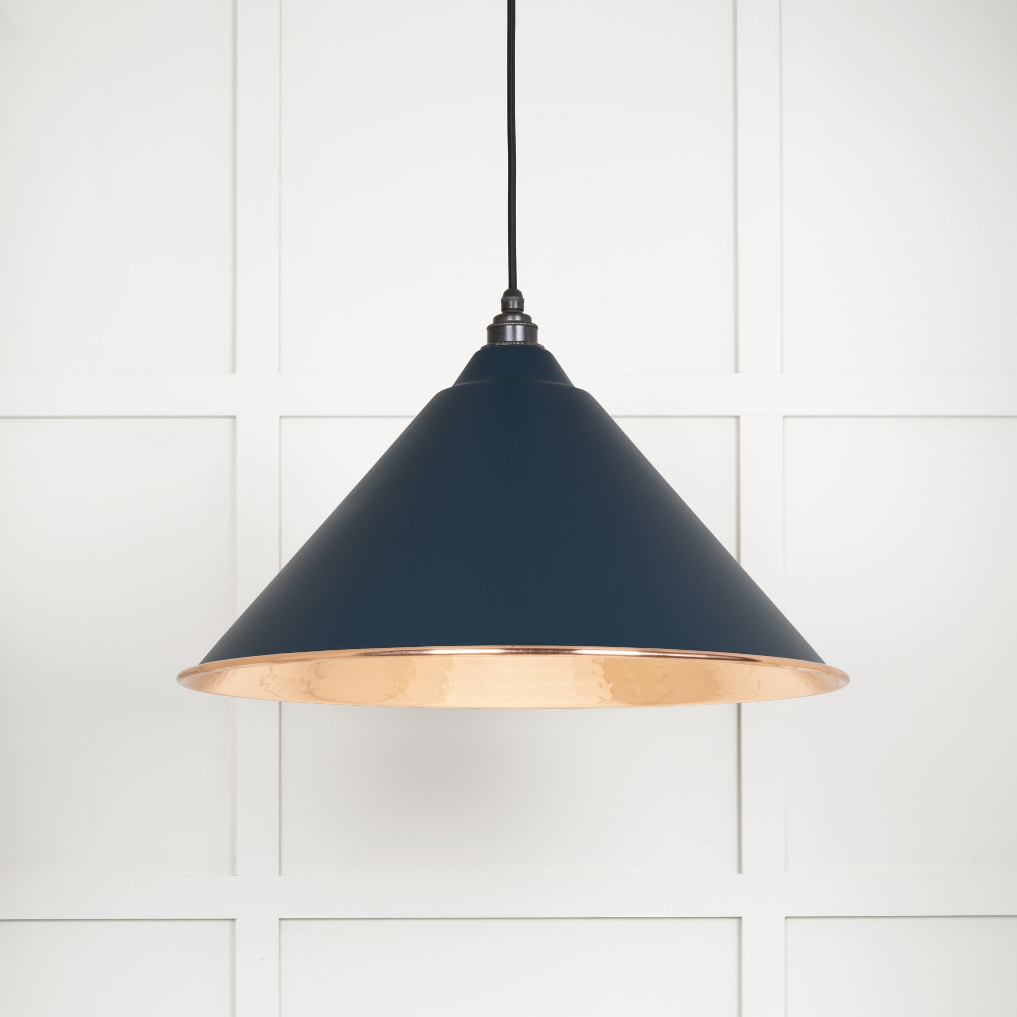 From The Anvil Hammered Copper Hockley Pendant - Dusk (Dark Blue/Grey)