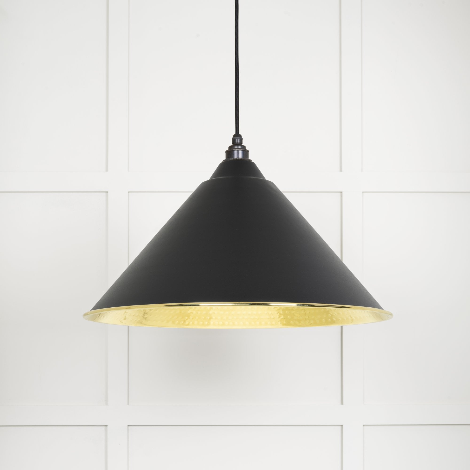 From The Anvil Hammered Brass Hockley Pendant - Elan Black