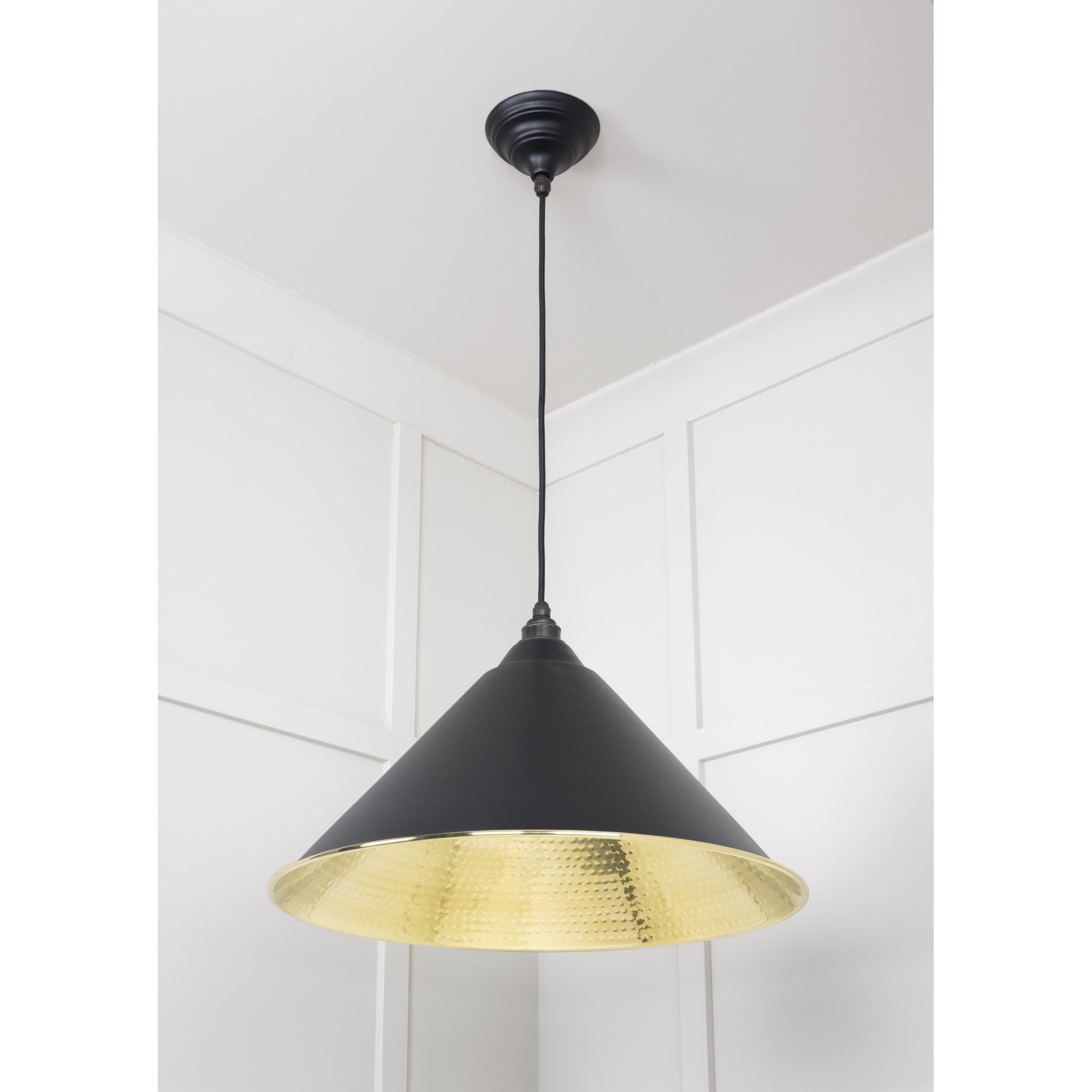 From The Anvil Hammered Brass Hockley Pendant - Elan Black