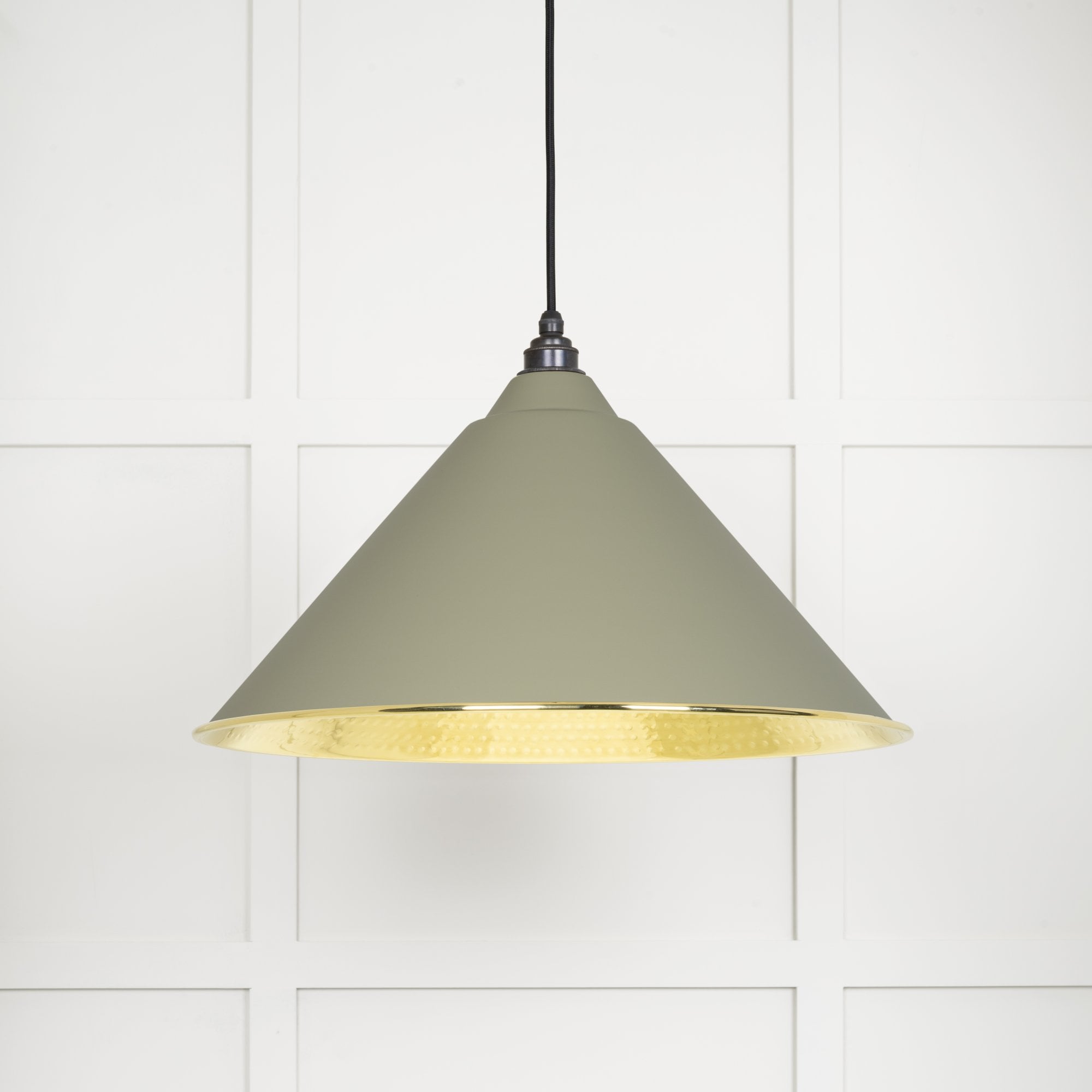 From The Anvil Hammered Brass Hockley Pendant - Tump (Pale Green)