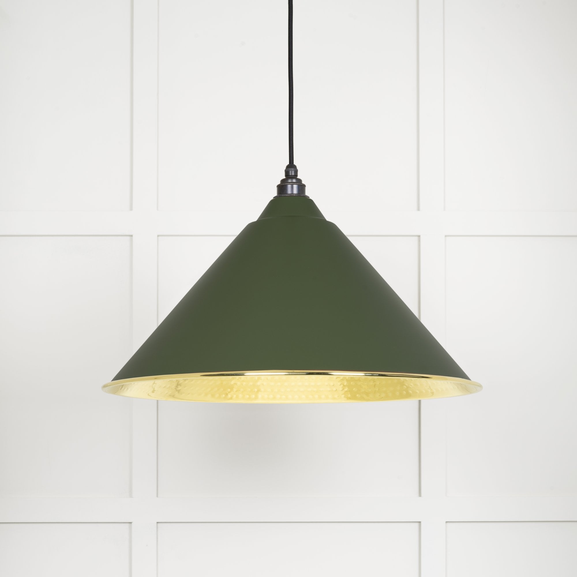 From The Anvil Hammered Brass Hockley Pendant - Heath (Earthy Green)