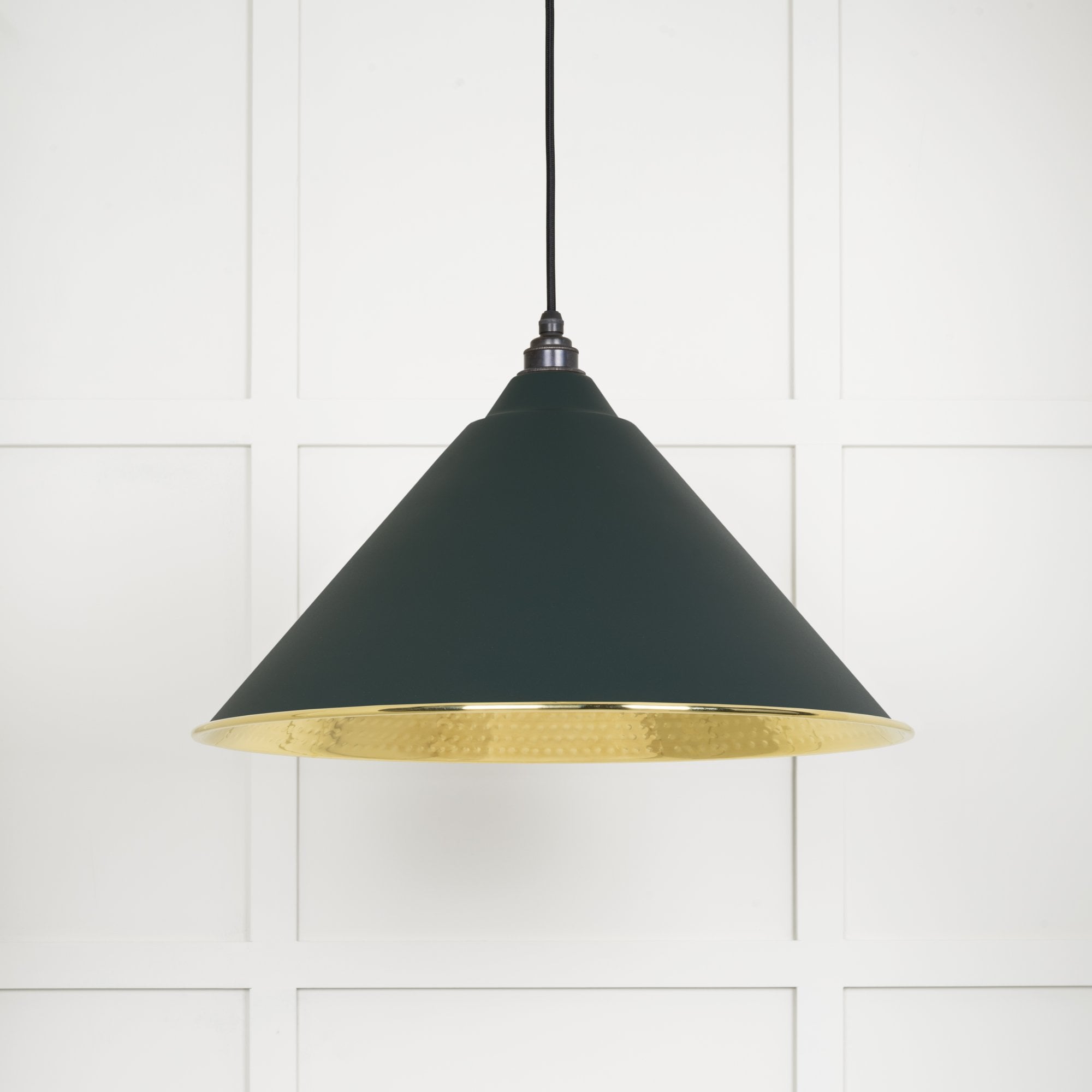From The Anvil Hammered Brass Hockley Pendant - Dingle (Rich Green)