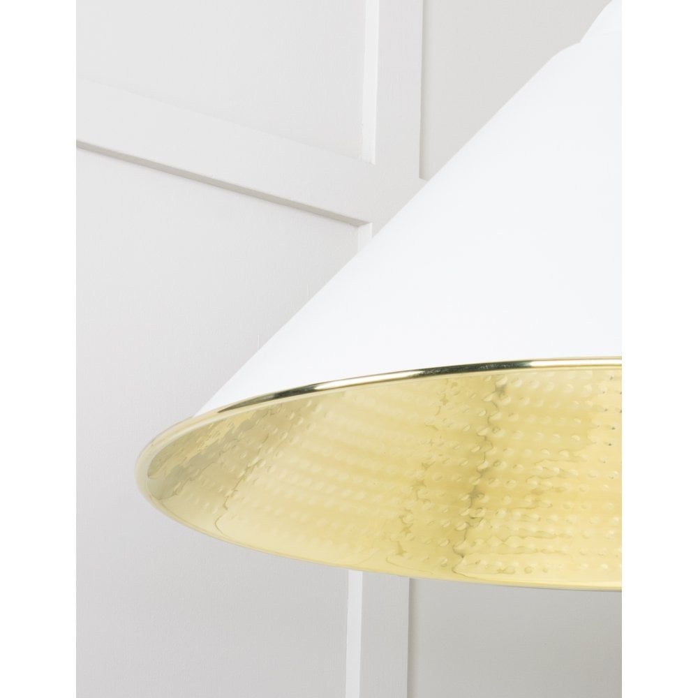 From The Anvil Hammered Brass Hockley Pendant - Flock (Matt White)