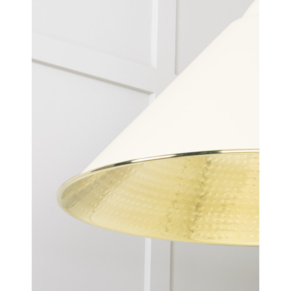 From The Anvil Hammered Brass Hockley Pendant - Teasel (Off White/Cream)