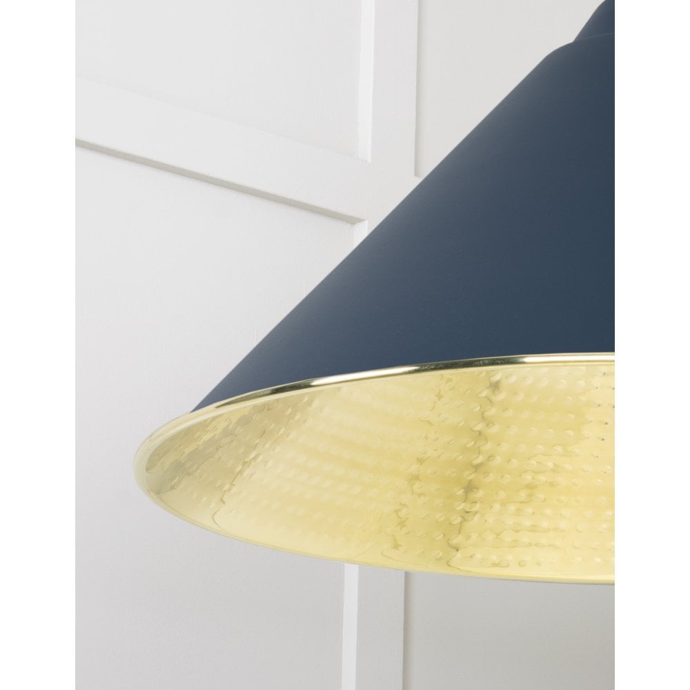 From The Anvil Hammered Brass Hockley Pendant - Dusk (Dark Blue/Grey)