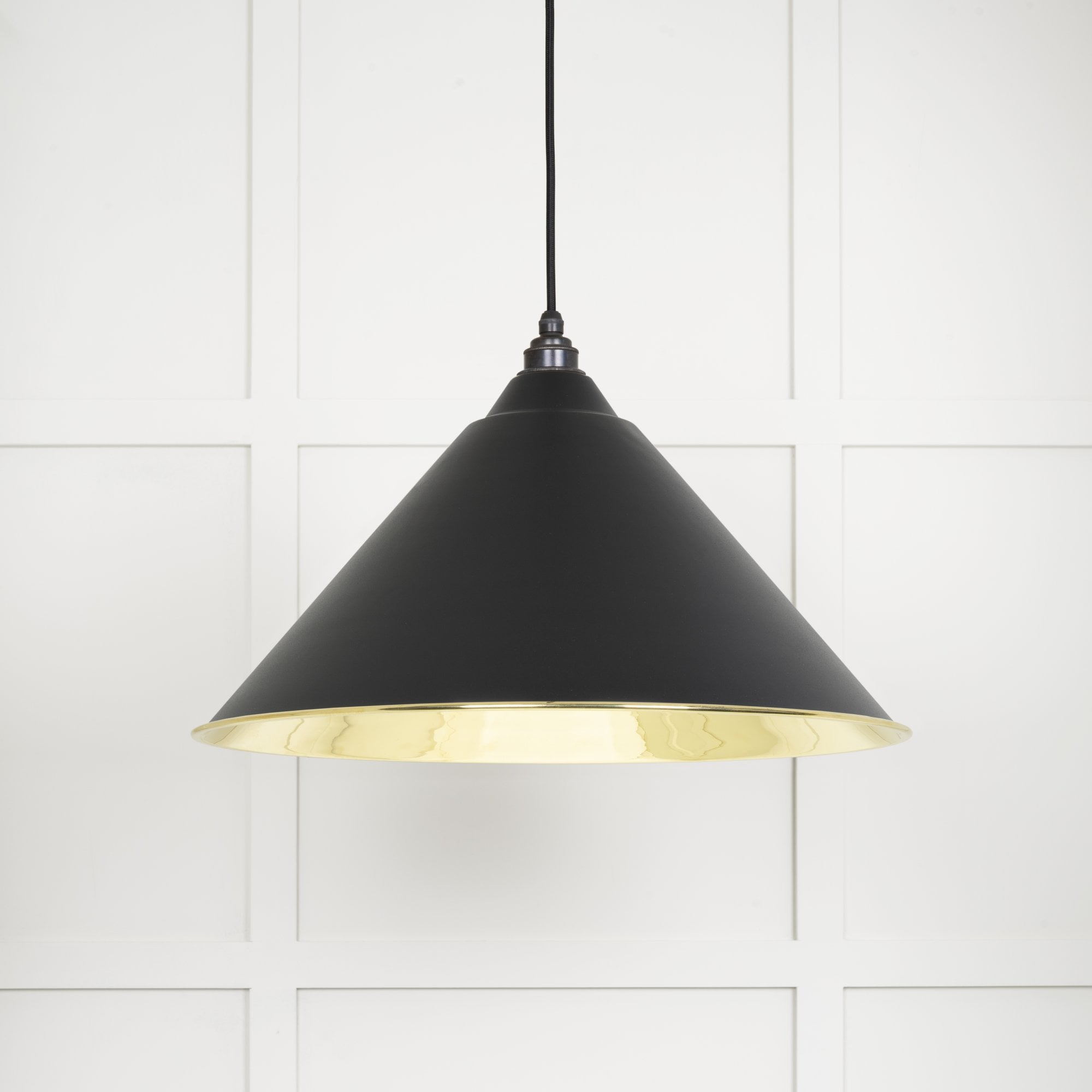 From The Anvil Smooth Brass Hockley Pendant - Elan Black
