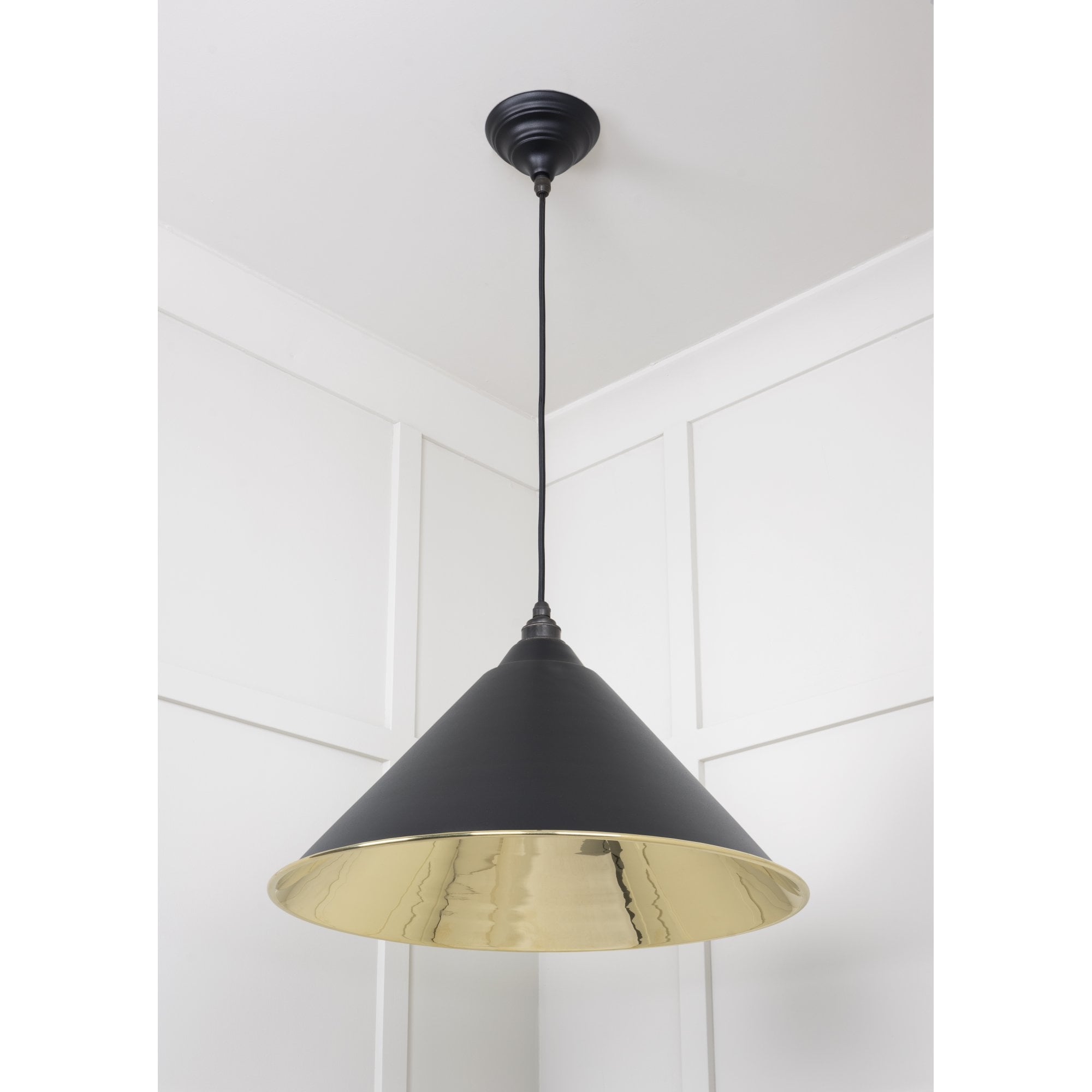 From The Anvil Smooth Brass Hockley Pendant - Elan Black