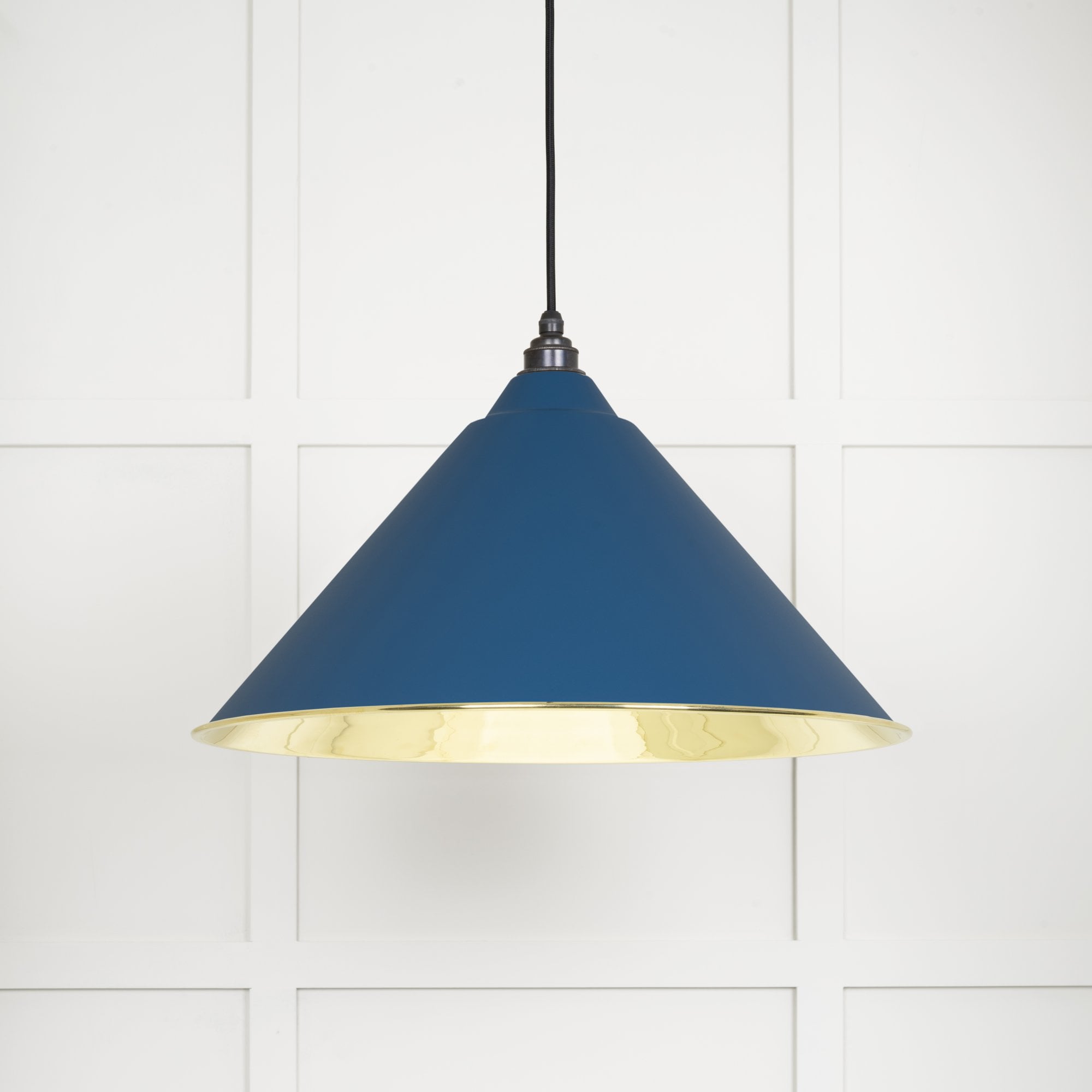From The Anvil Smooth Brass Hockley Pendant - Upstream (Blue)