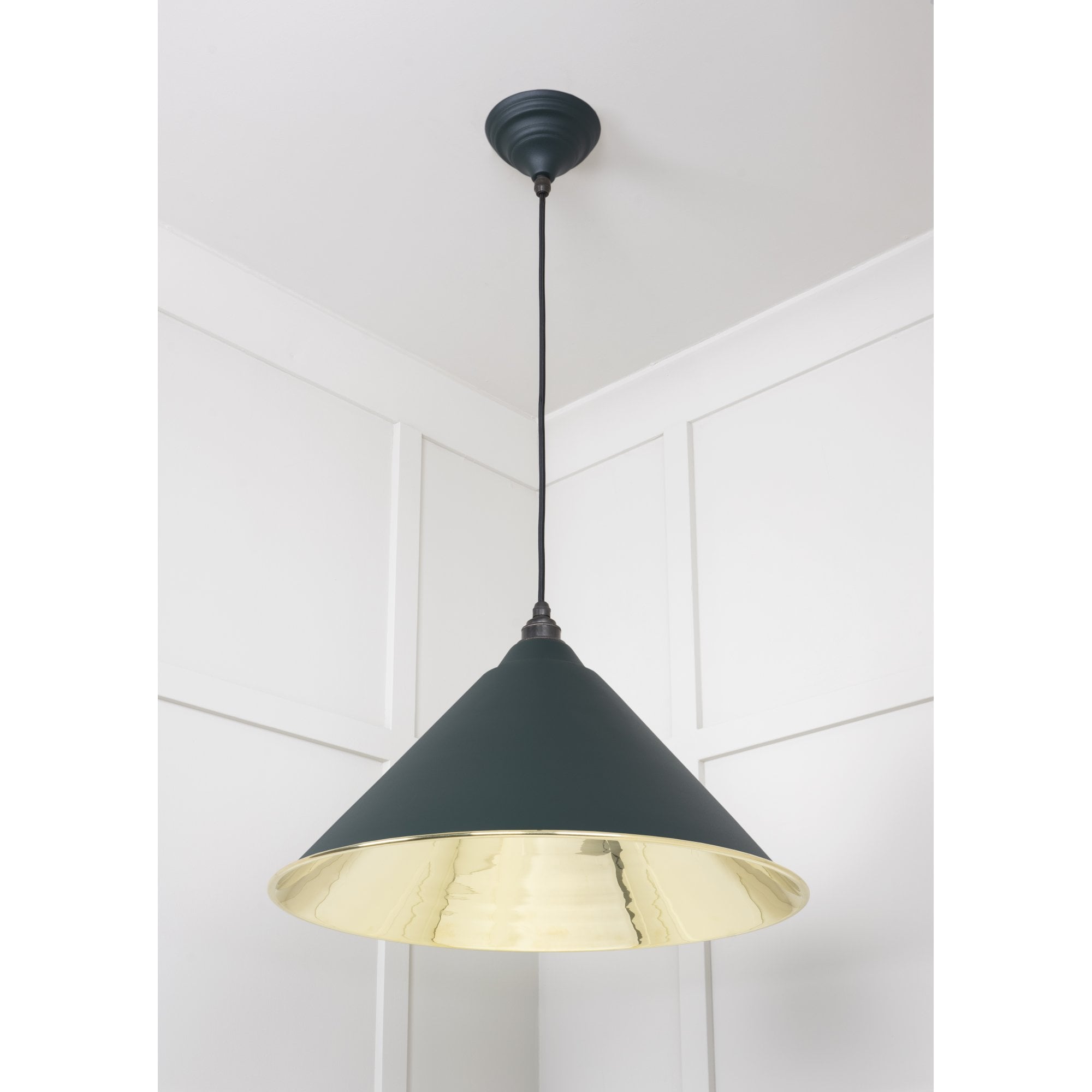 From The Anvil Smooth Brass Hockley Pendant - Dingle (Rich Green)