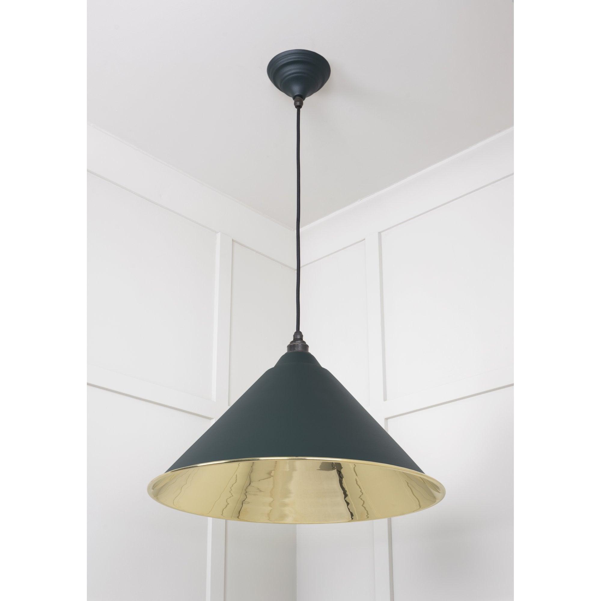 From The Anvil Smooth Brass Hockley Pendant - Dingle (Rich Green)