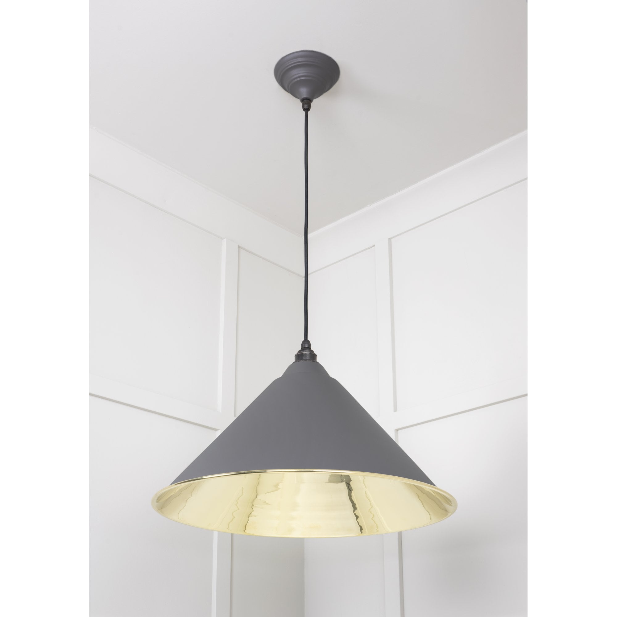 From The Anvil Smooth Brass Hockley Pendant - Bluff (Warm Grey)
