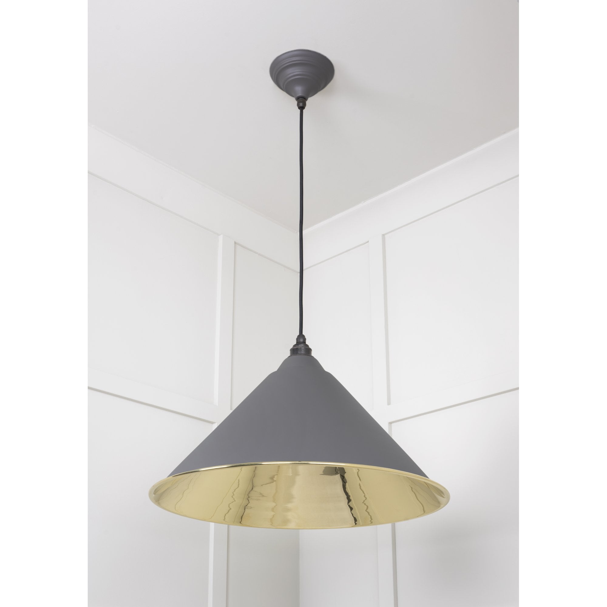 From The Anvil Smooth Brass Hockley Pendant - Bluff (Warm Grey)