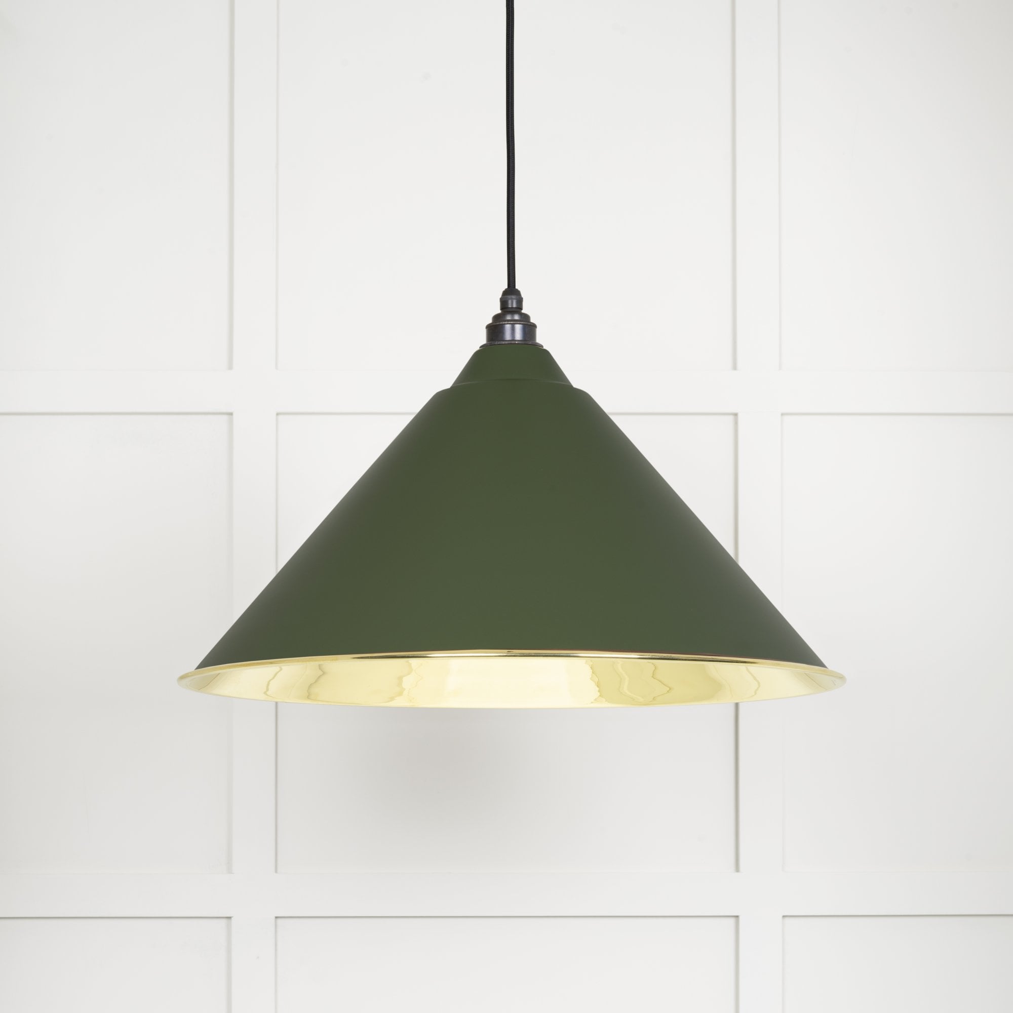 From The Anvil Smooth Brass Hockley Pendant - Heath (Earthy Green)