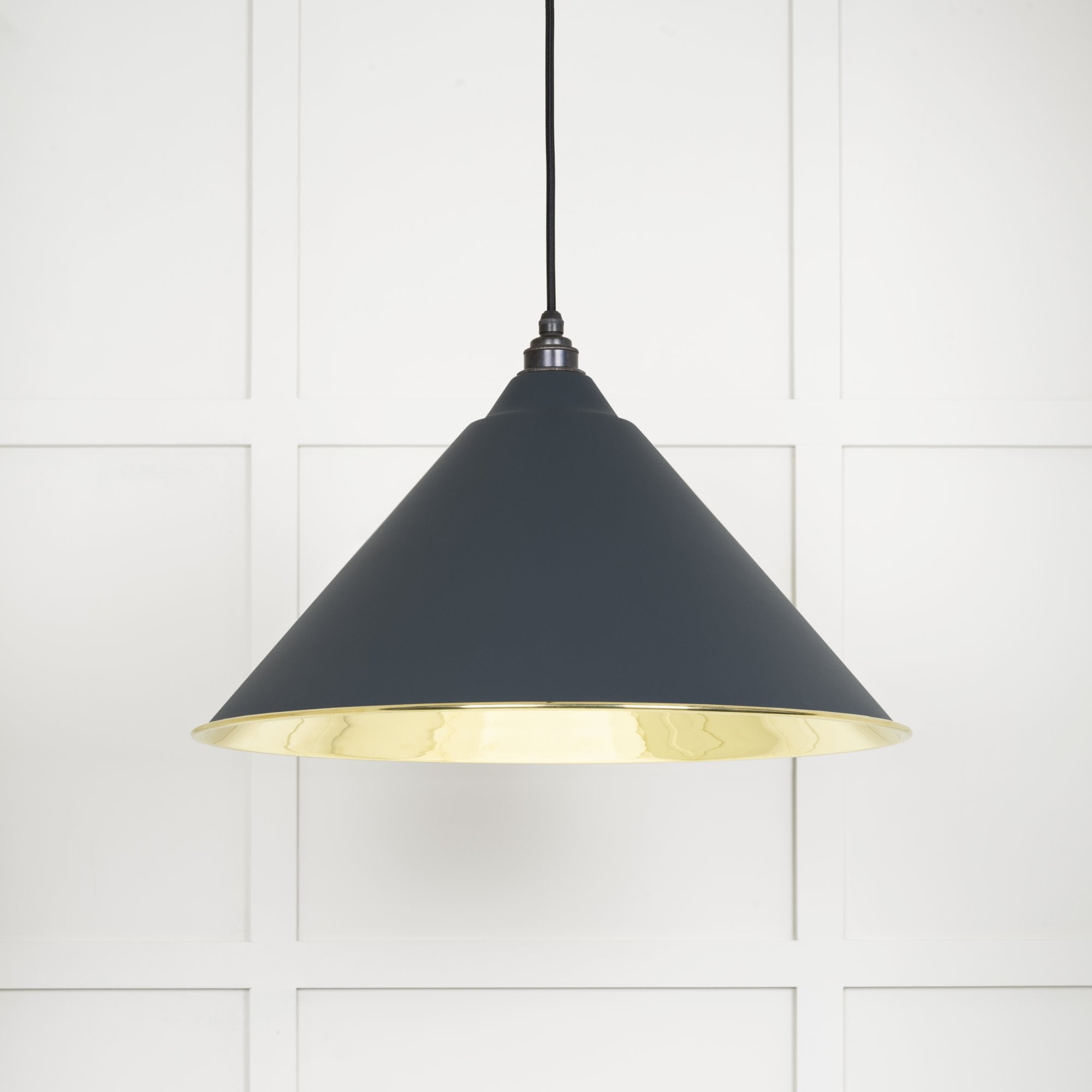 From The Anvil Smooth Brass Hockley Pendant - Soot (Dark Grey)