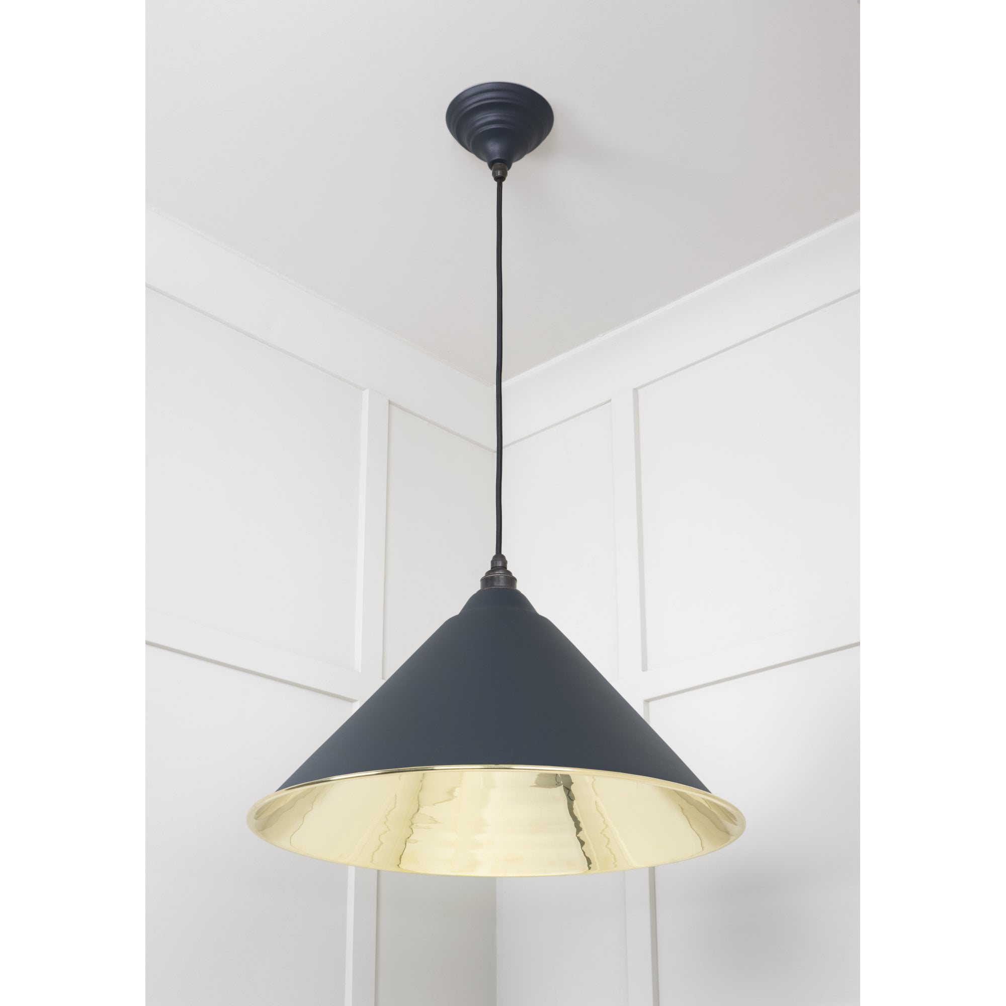 From The Anvil Smooth Brass Hockley Pendant - Soot (Dark Grey)