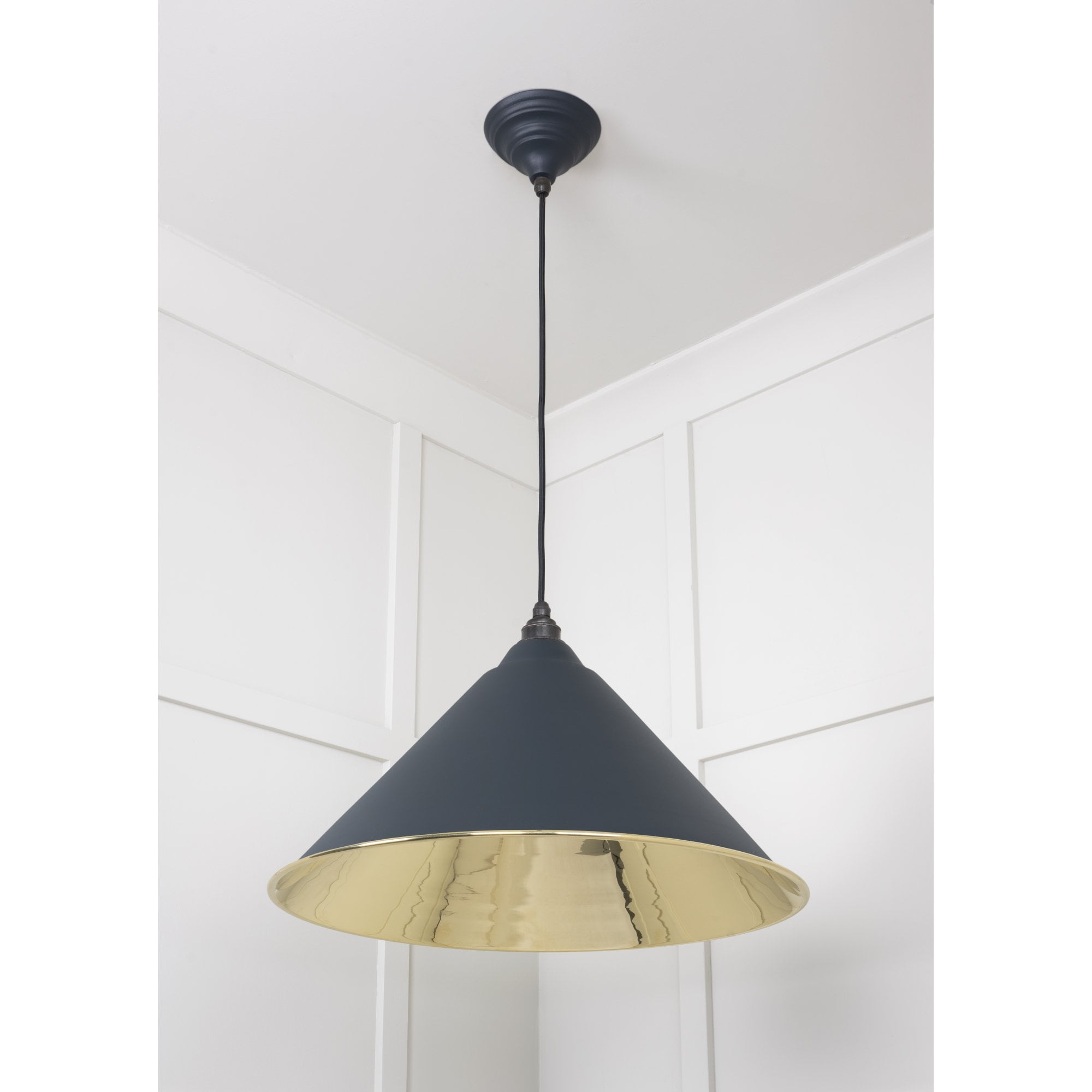 From The Anvil Smooth Brass Hockley Pendant - Soot (Dark Grey)