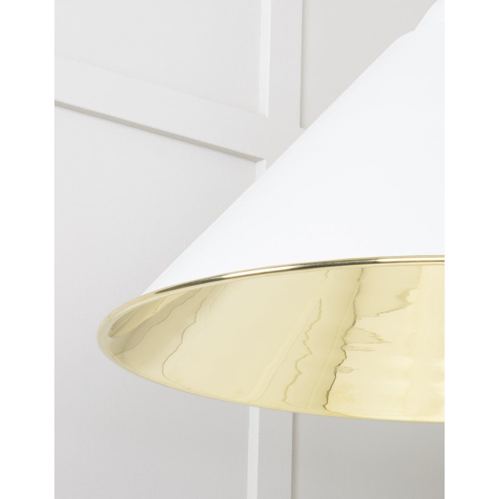 From The Anvil Smooth Brass Hockley Pendant - Flock (Matt White)