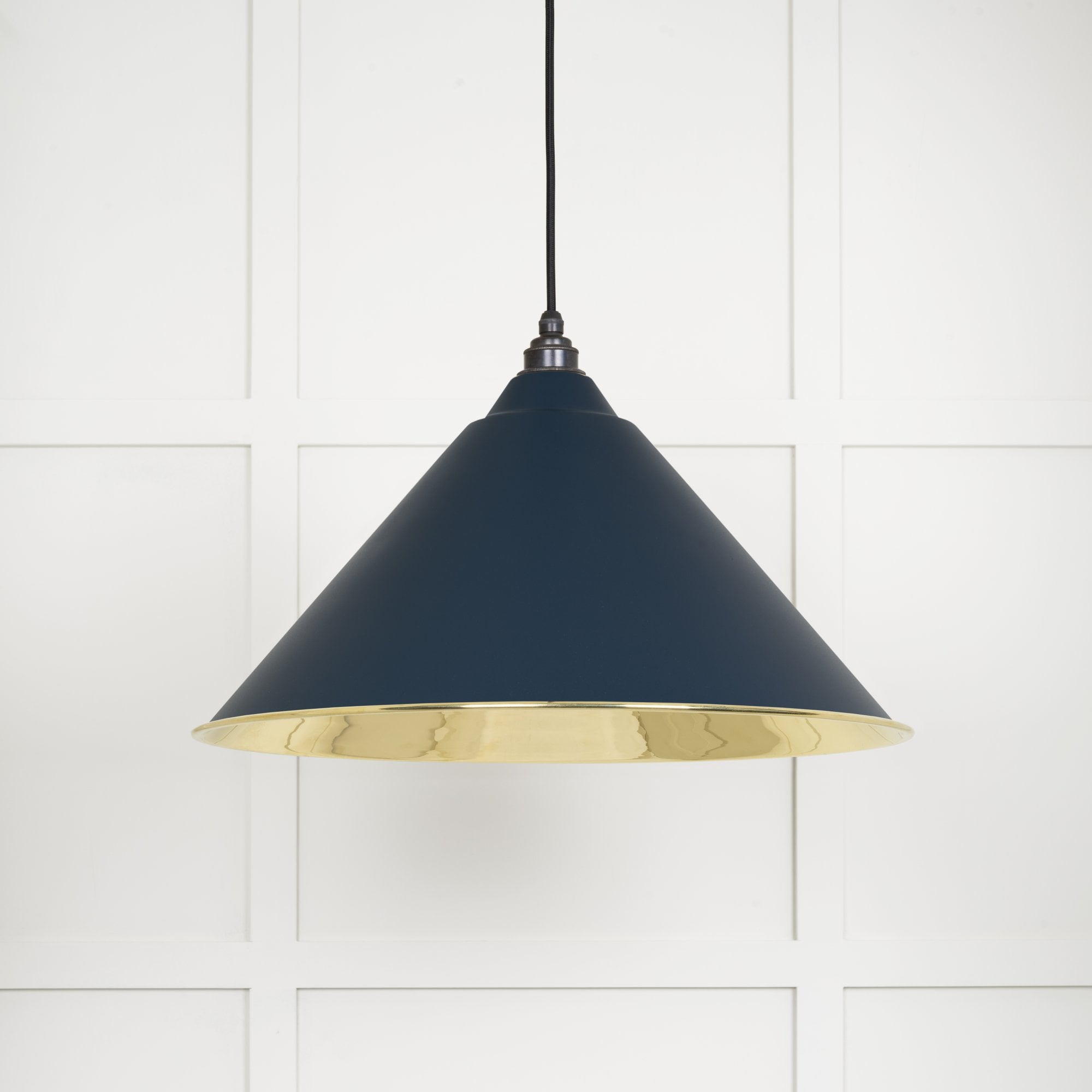 From The Anvil Smooth Brass Hockley Pendant - Dusk (Dark Blue/Grey)