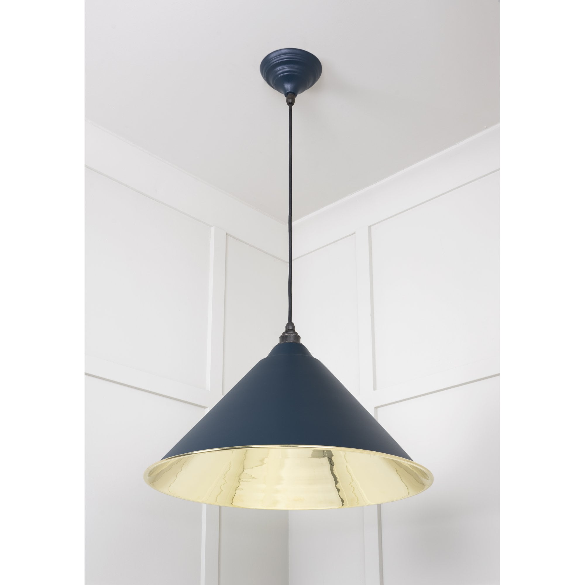 From The Anvil Smooth Brass Hockley Pendant - Dusk (Dark Blue/Grey)
