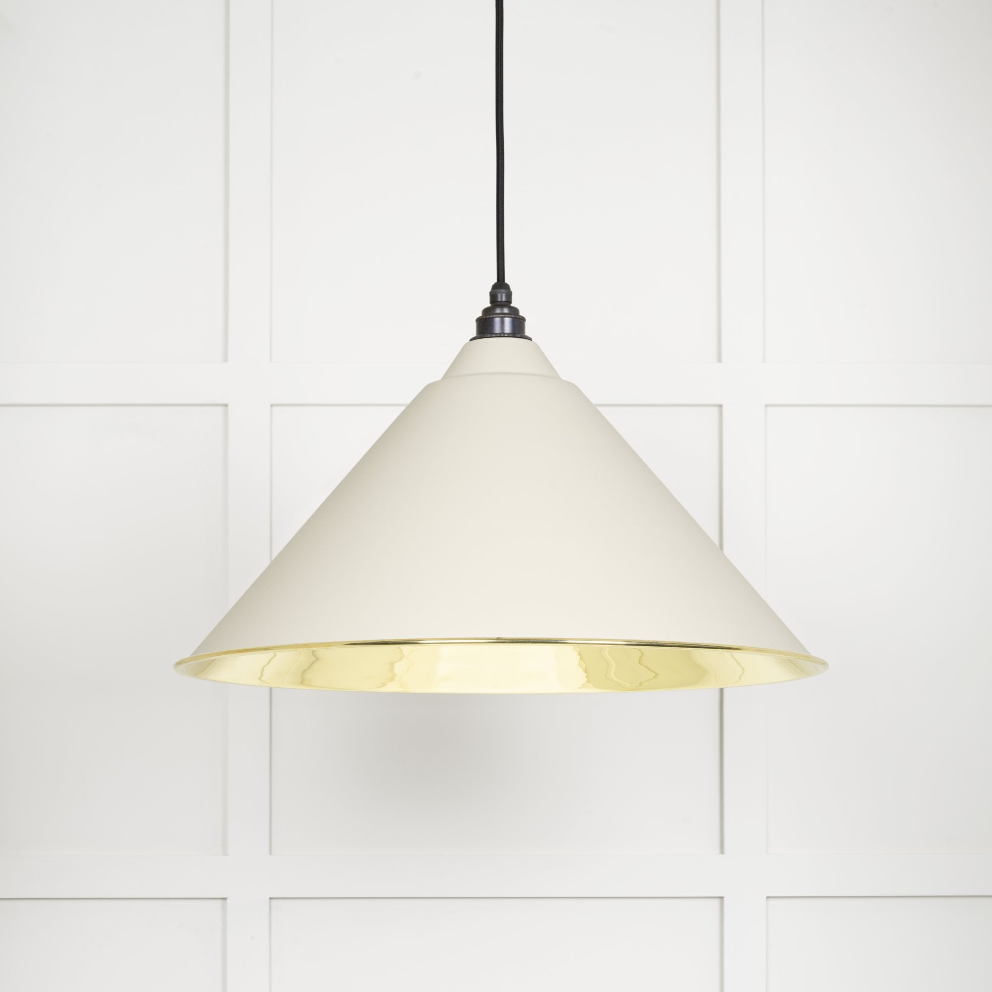 From The Anvil Smooth Brass Hockley Pendant - Teasel (Off White/Cream)