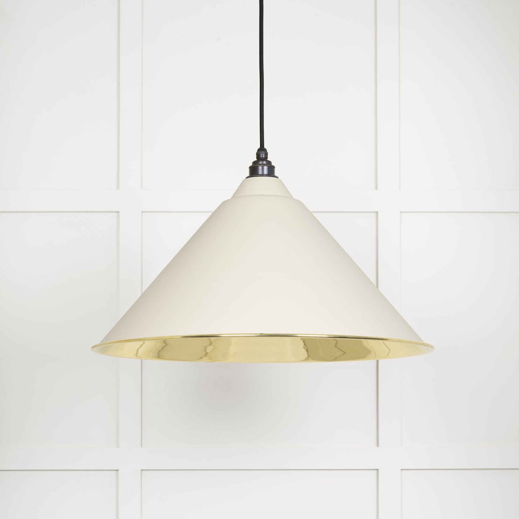 From The Anvil Smooth Brass Hockley Pendant - Teasel (Off White/Cream)