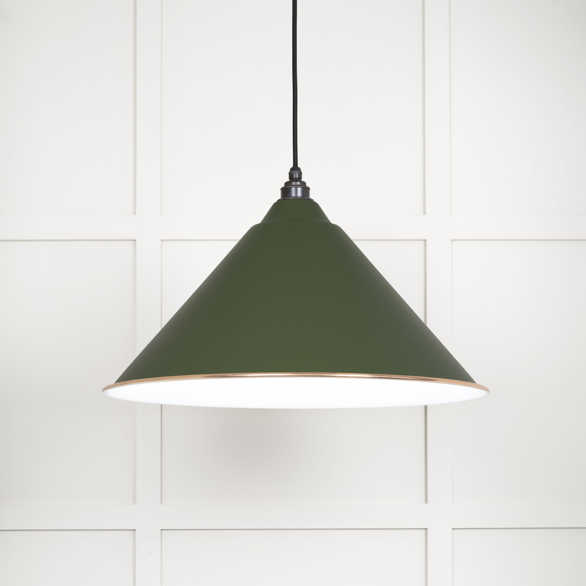 From The Anvil White Gloss Hockley Pendant - Heath (Earthy Green)