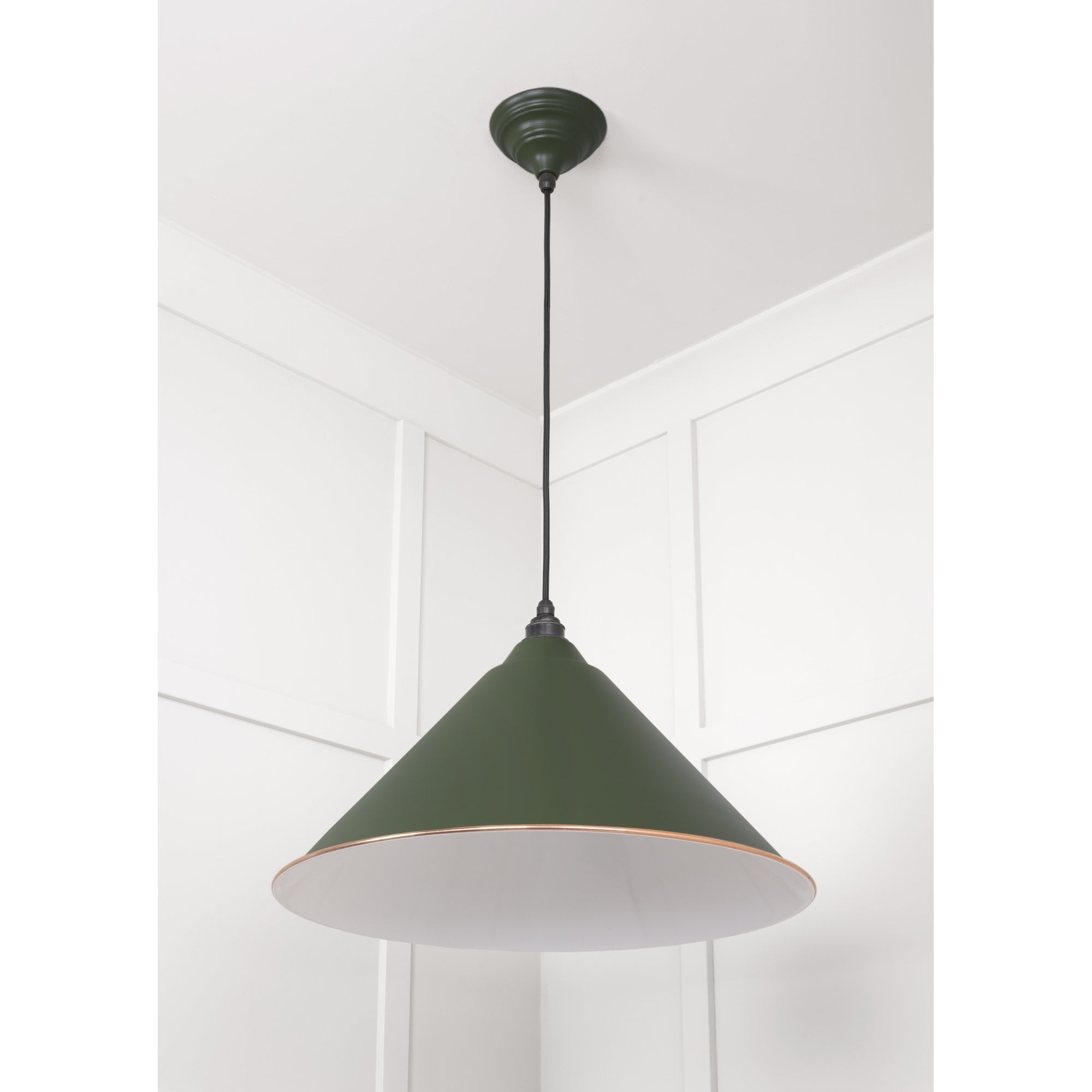 From The Anvil White Gloss Hockley Pendant - Heath (Earthy Green)