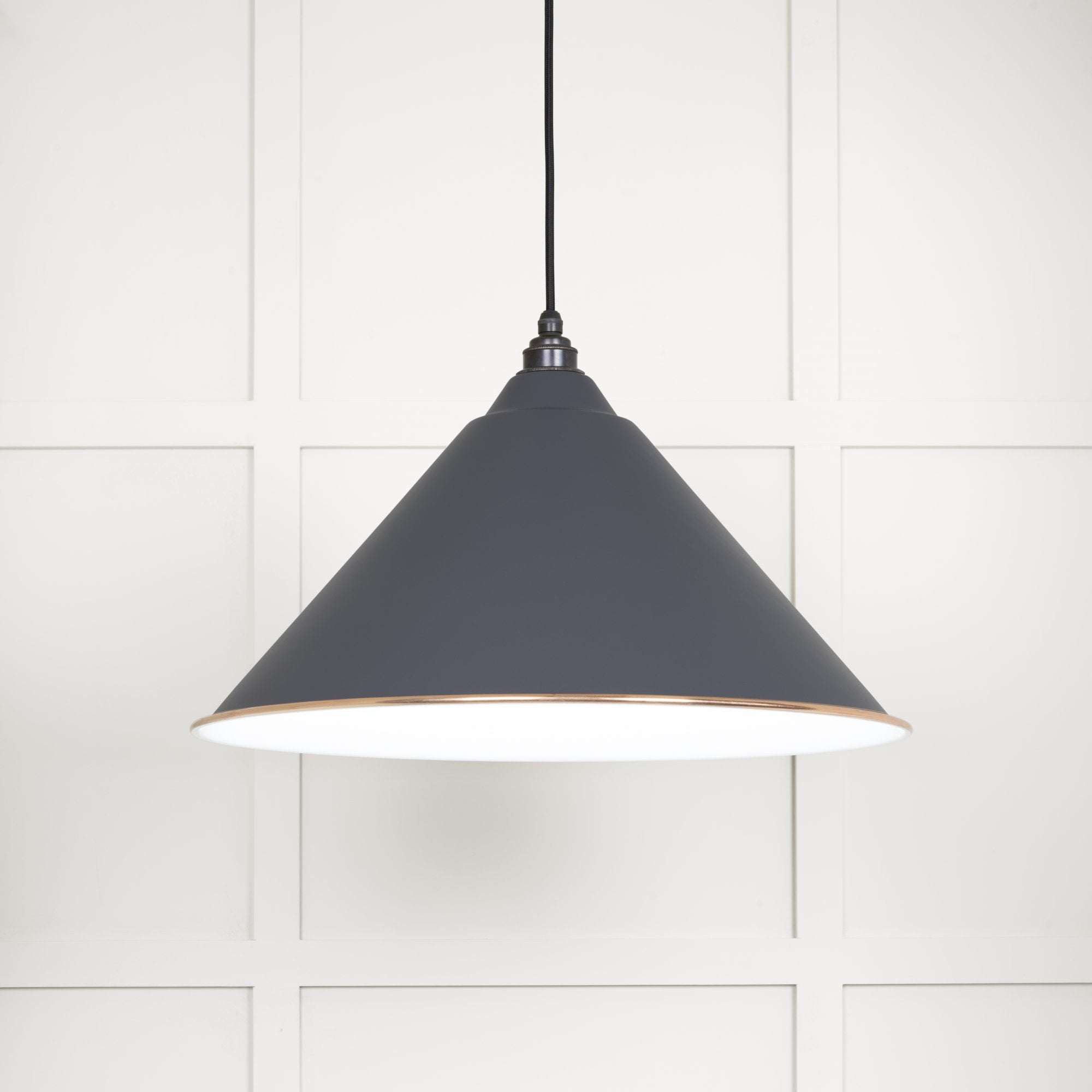 From The Anvil White Gloss Hockley Pendant - Slate (Mid Grey)