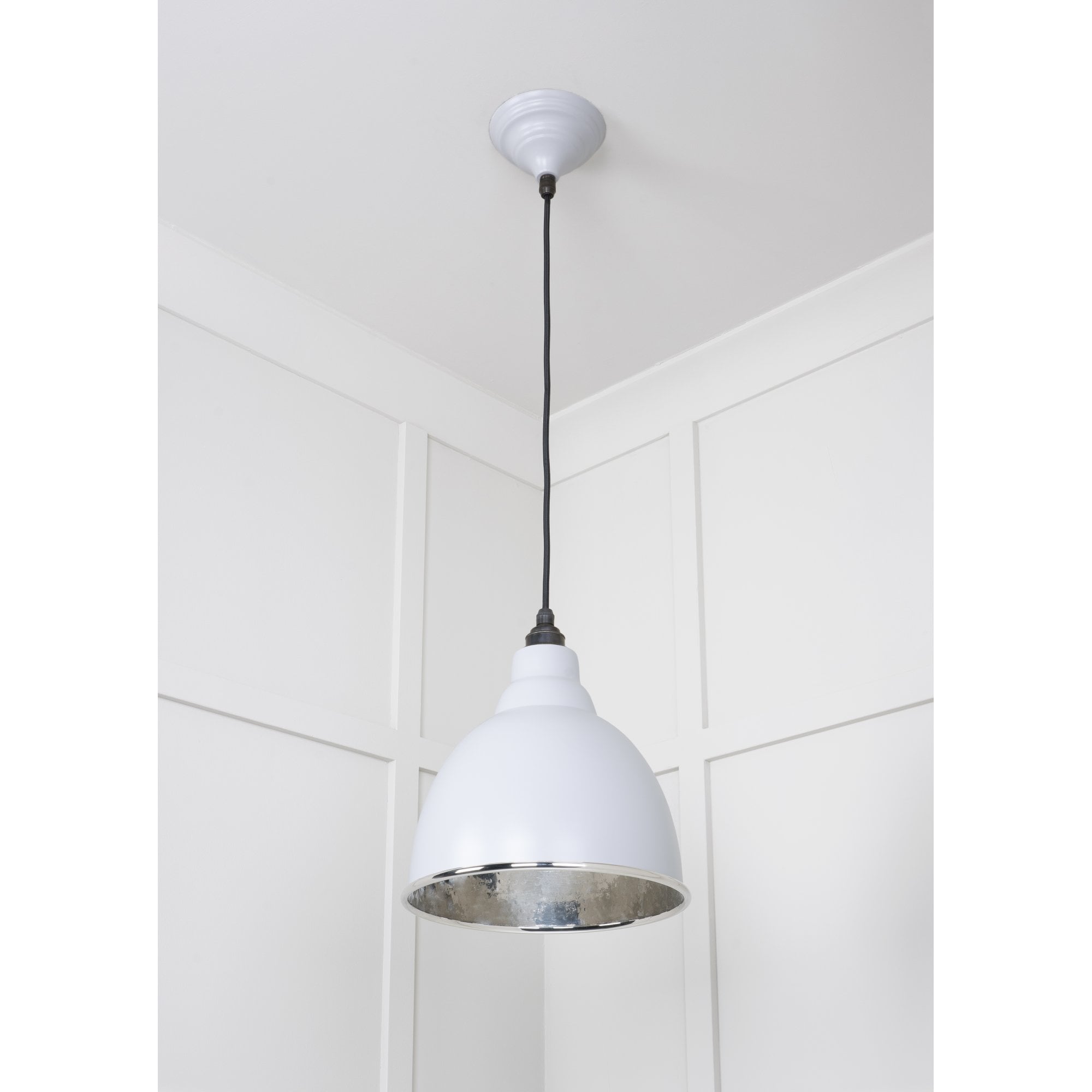 From The Anvil Hammered Nickel Brindley Pendant - Birch (Pale Grey)