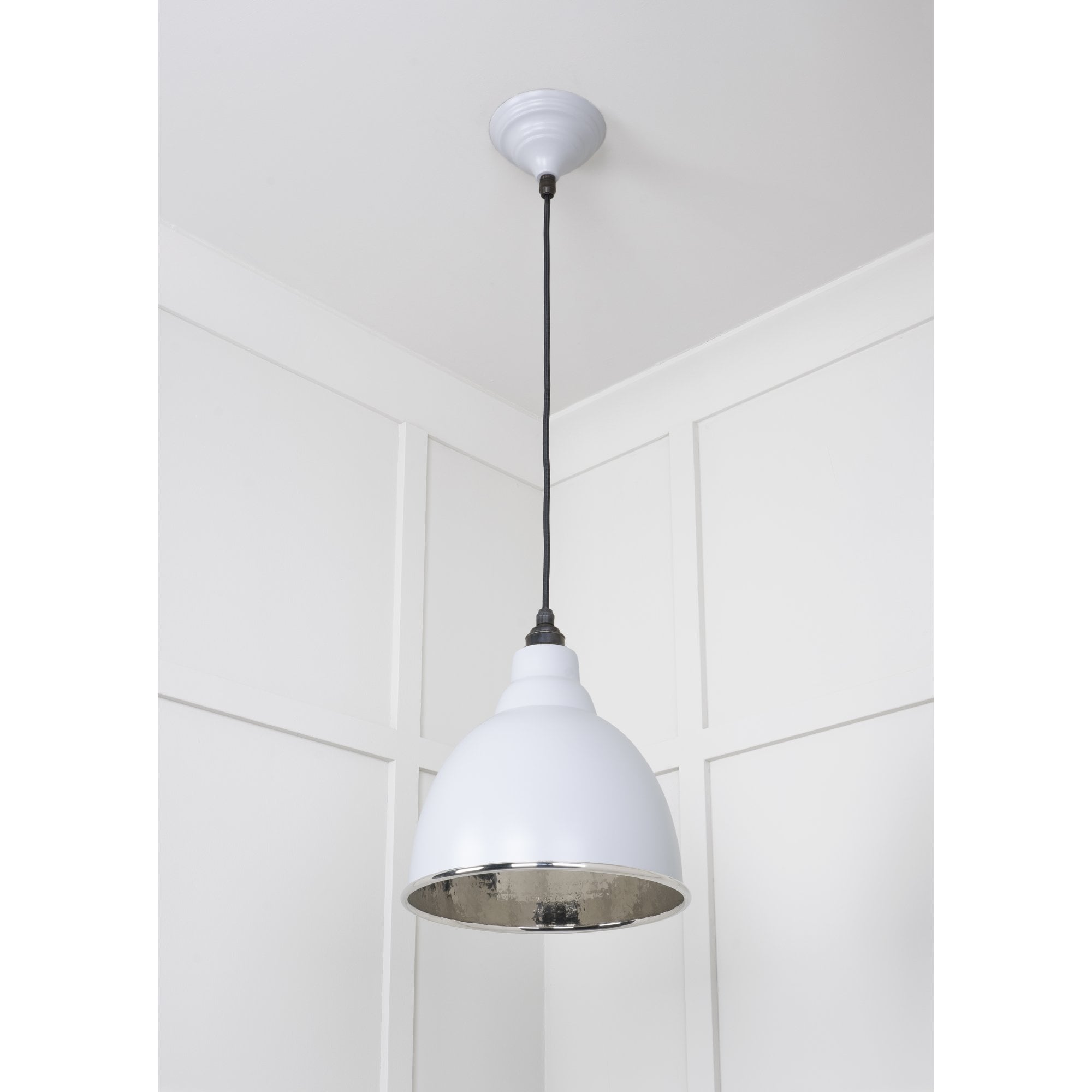 From The Anvil Hammered Nickel Brindley Pendant - Birch (Pale Grey)