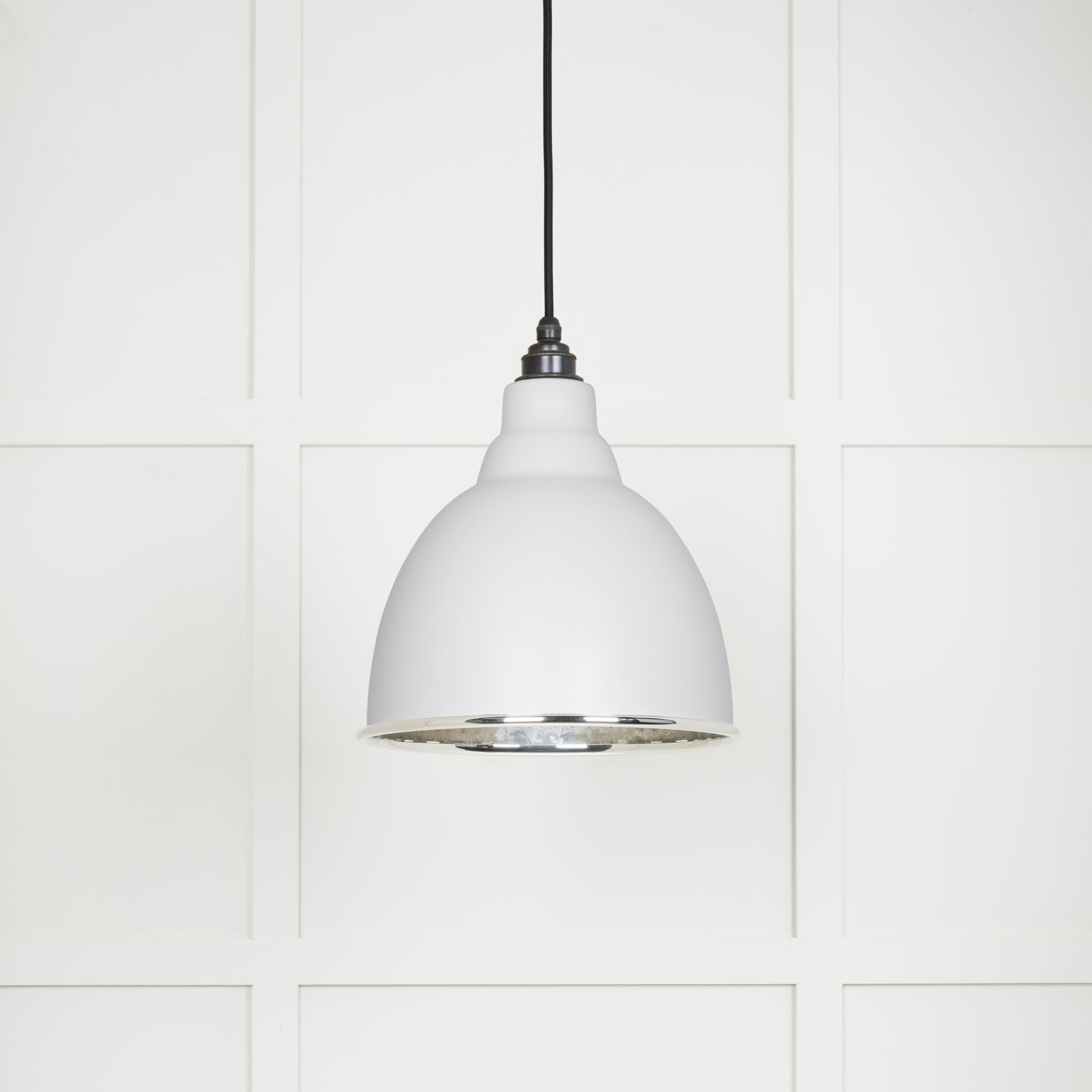 From The Anvil Hammered Nickel Brindley Pendant - Flock (Matt White)