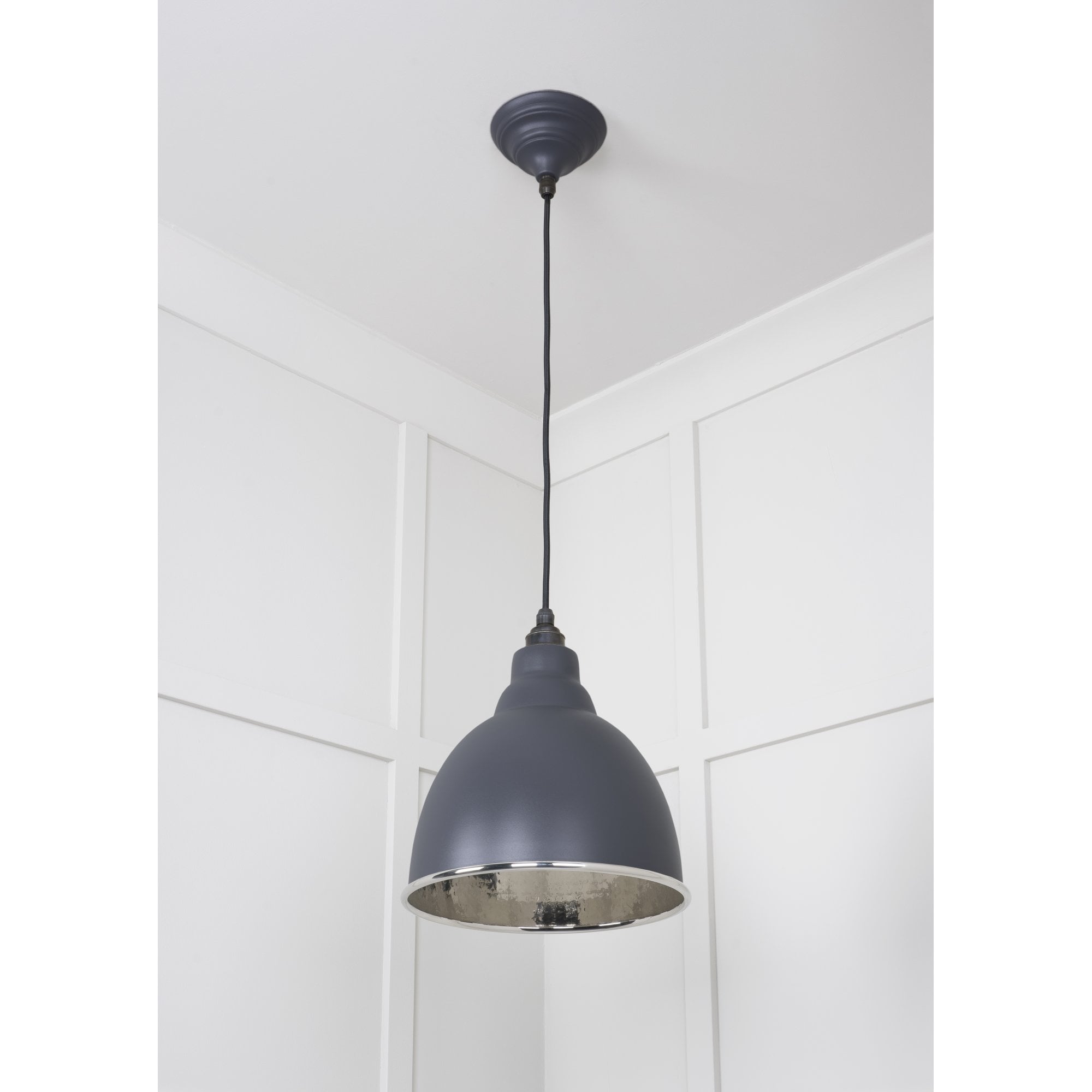 From The Anvil Hammered Nickel Brindley Pendant - Slate (Mid Grey)