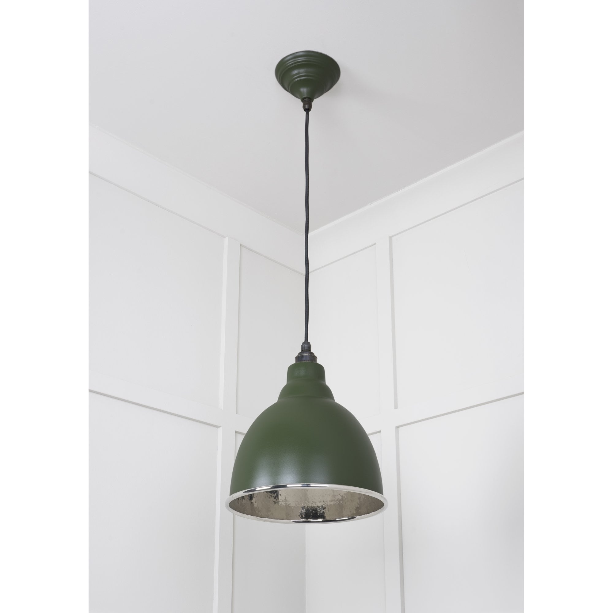 From The Anvil Hammered Nickel Brindley Pendant - Heath (Earthy Green)