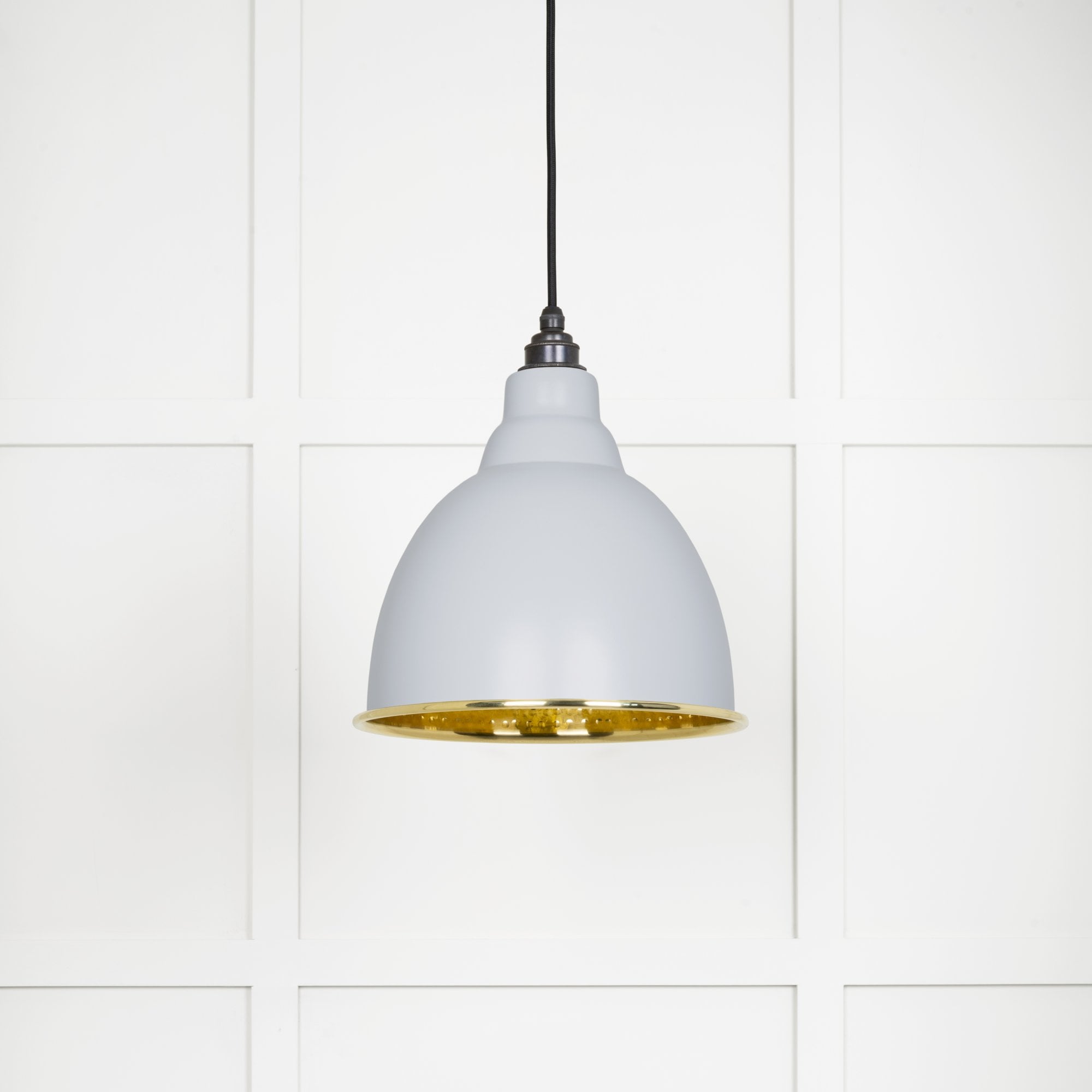 From The Anvil Hammered Brass Brindley Pendant - Birch (Pale Grey)