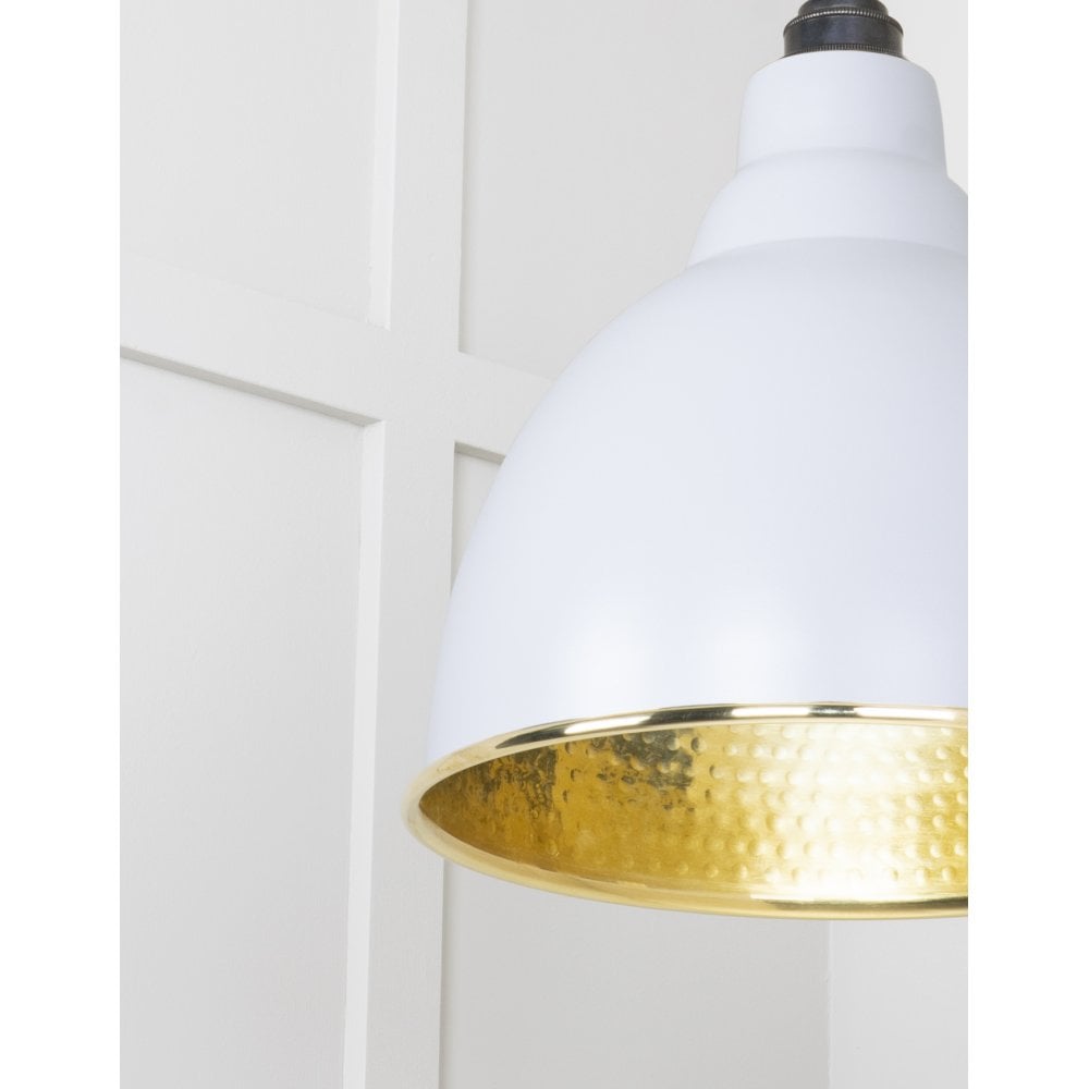 From The Anvil Hammered Brass Brindley Pendant - Birch (Pale Grey)