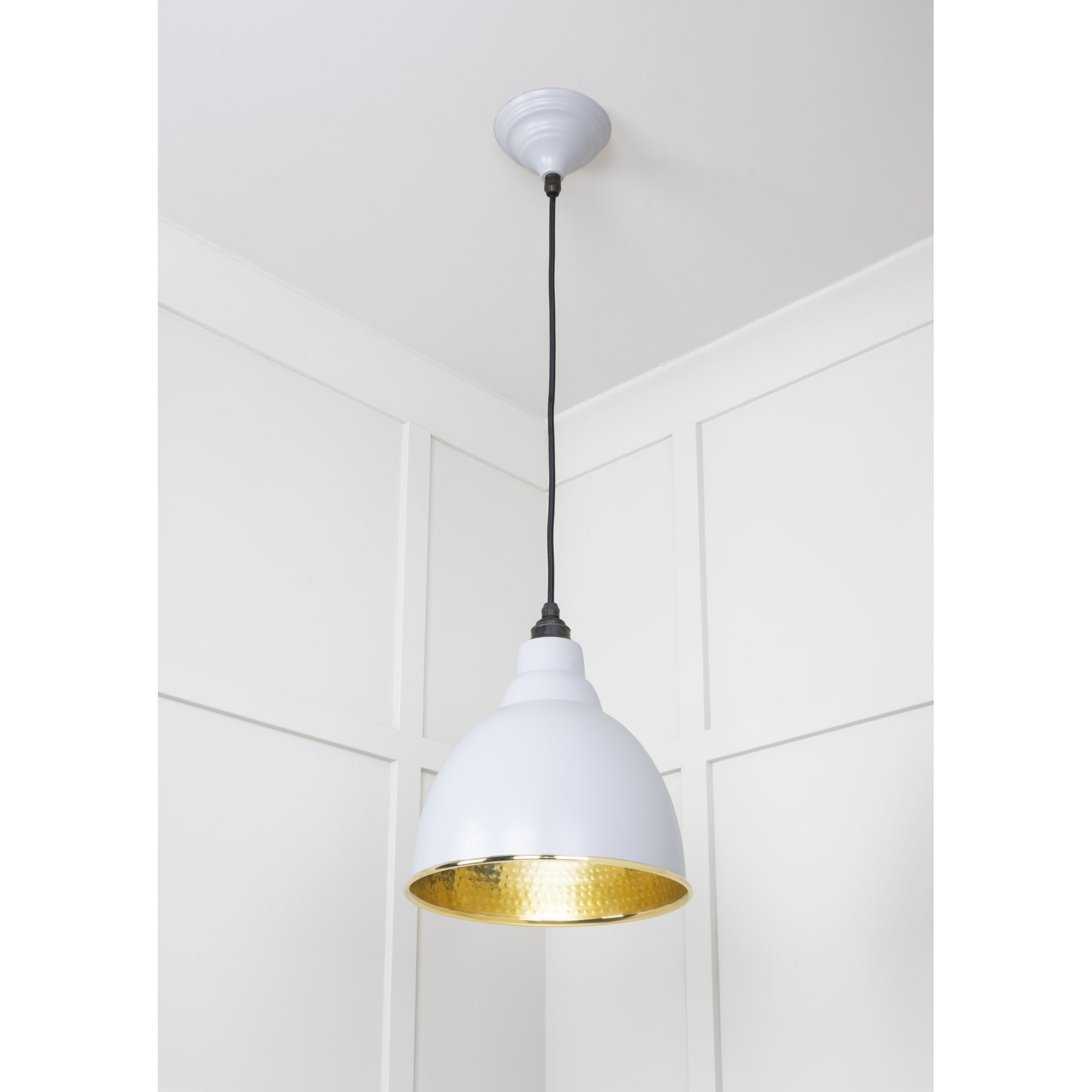 From The Anvil Hammered Brass Brindley Pendant - Birch (Pale Grey)