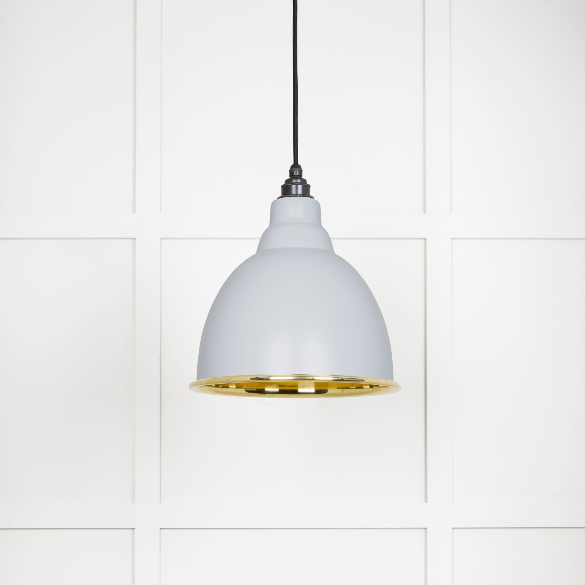 From The Anvil Smooth Brass Brindley Pendant - Birch (Pale Grey)