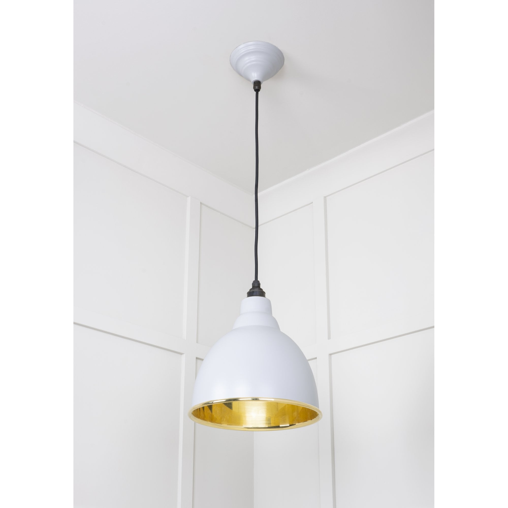 From The Anvil Smooth Brass Brindley Pendant - Birch (Pale Grey)